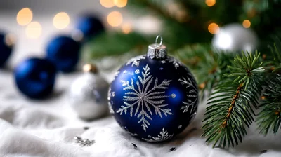 Blue Christmas Ornament With Snowflake Pattern