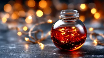 Glass Jar Filled With Glowing Fairy Lights