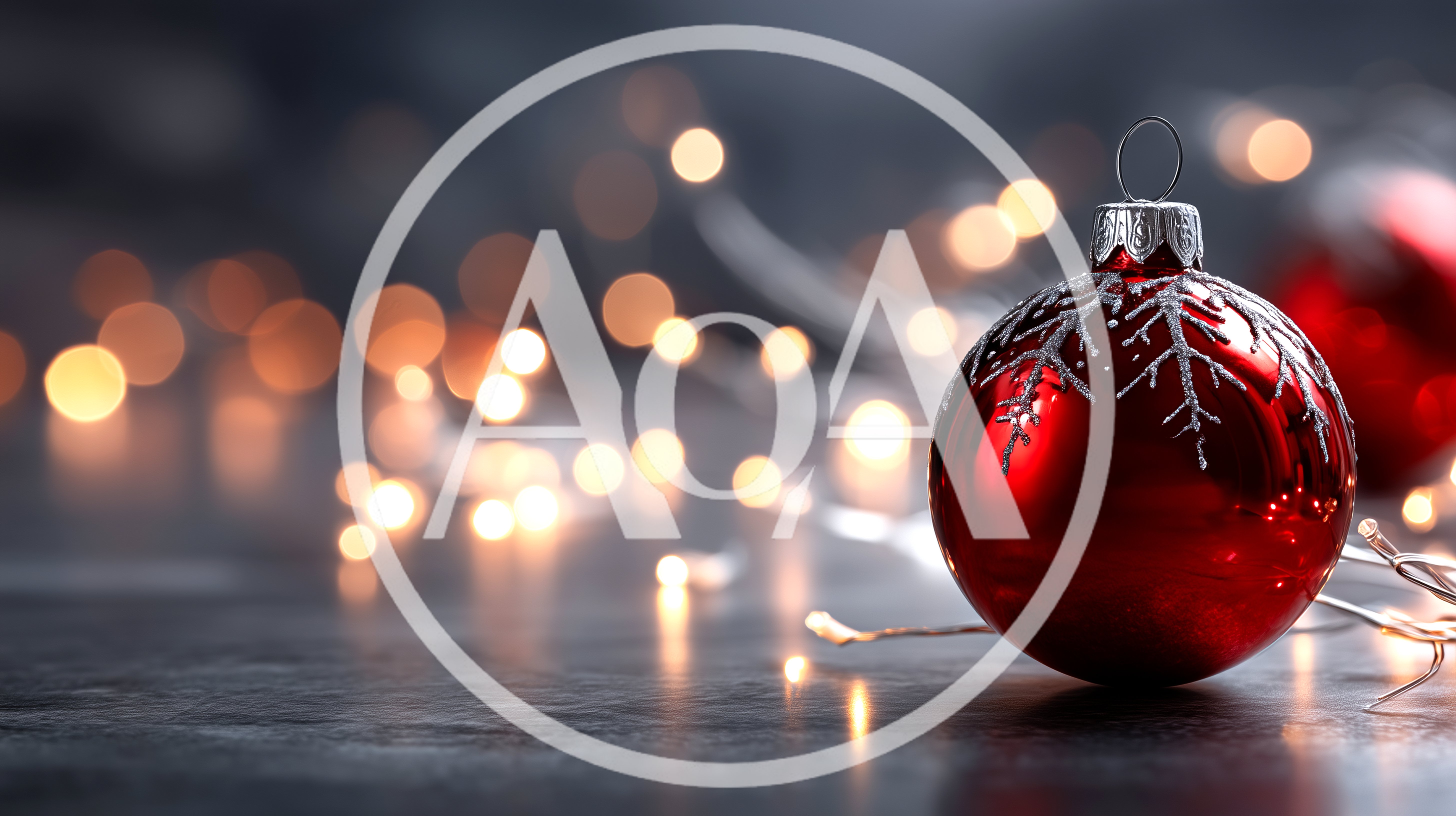 Red Christmas Ornament With Bokeh Fairy Lights
