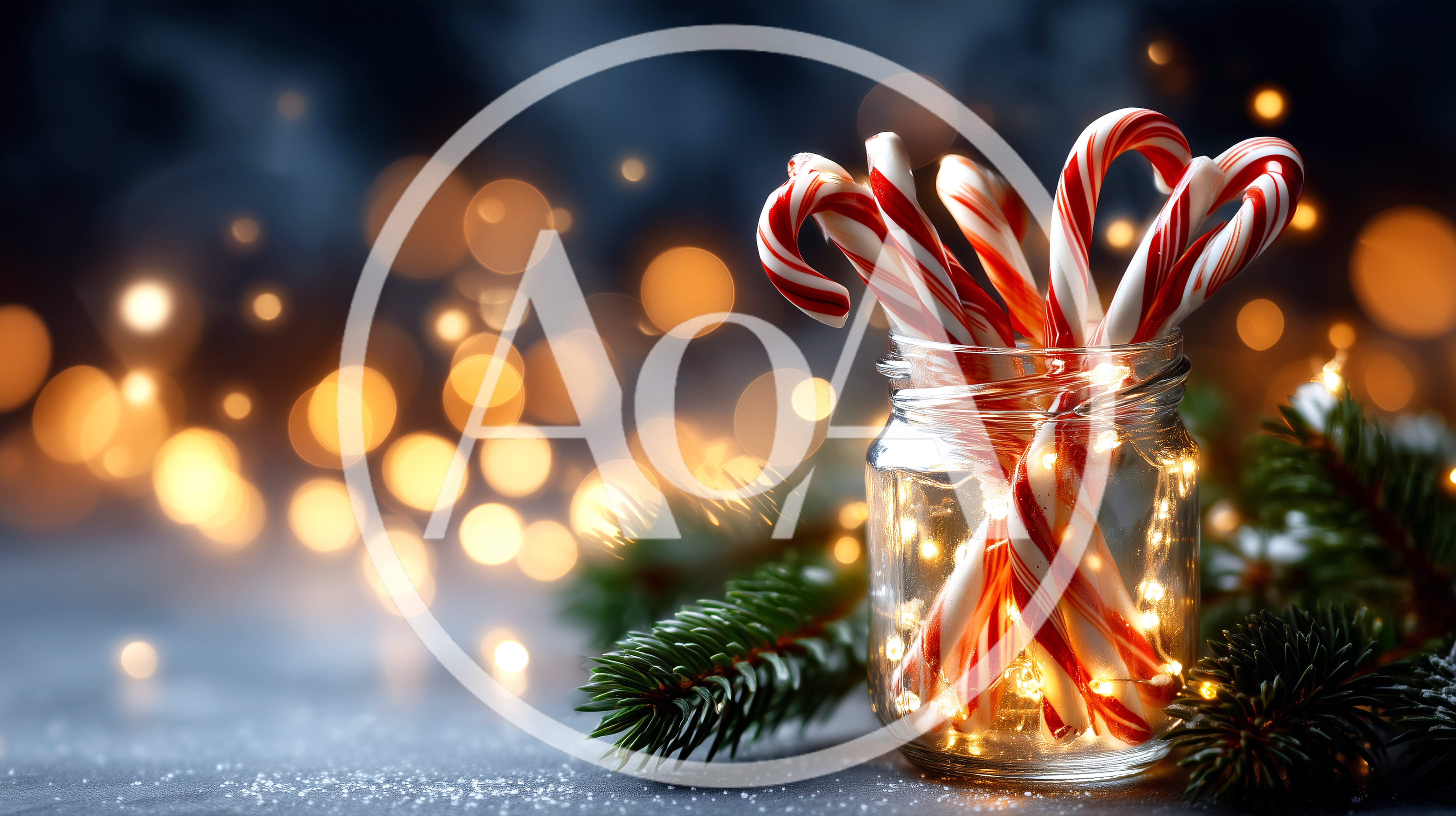 Candy Canes In A Glass Jar With Christmas Lights