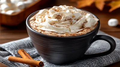 Hot Chocolate With Whipped Cream And Cinnamon Sticks