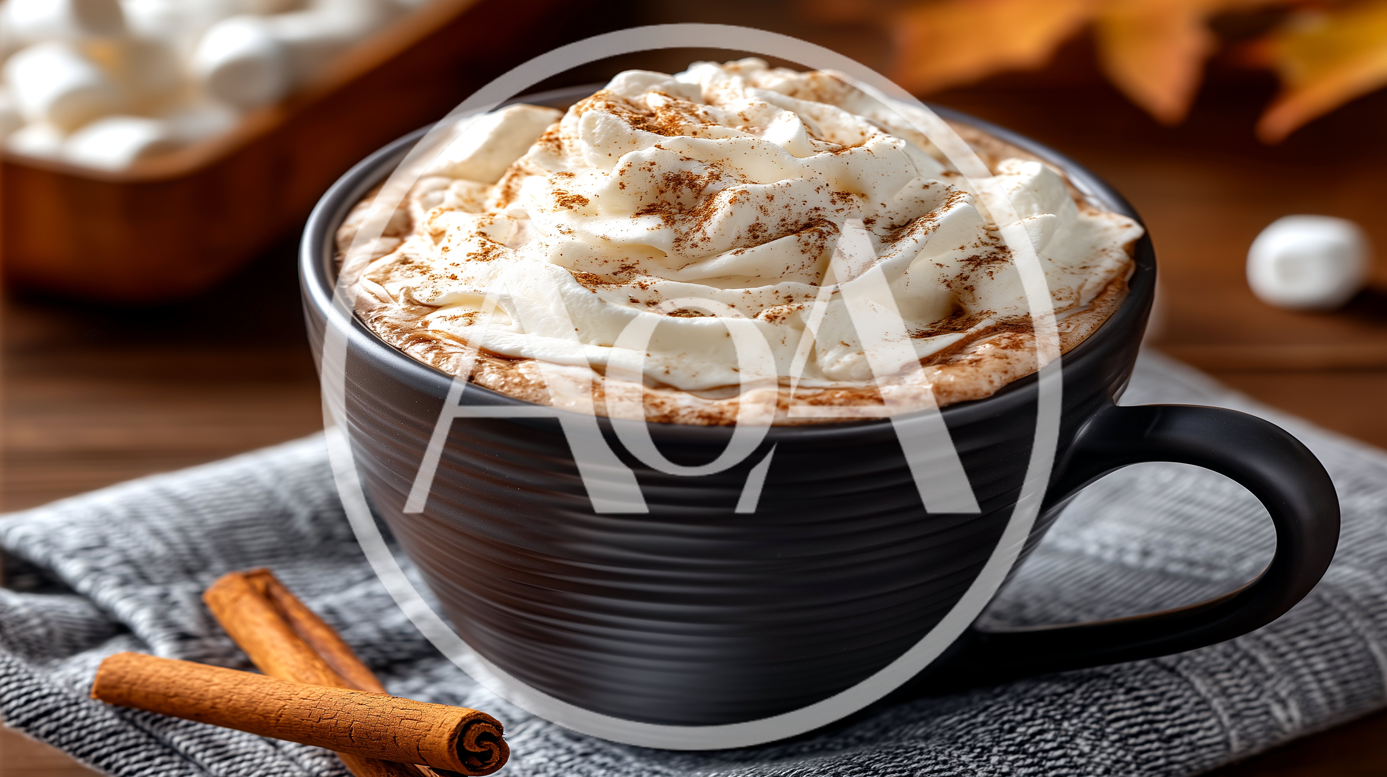 Hot Chocolate With Whipped Cream And Cinnamon Sticks