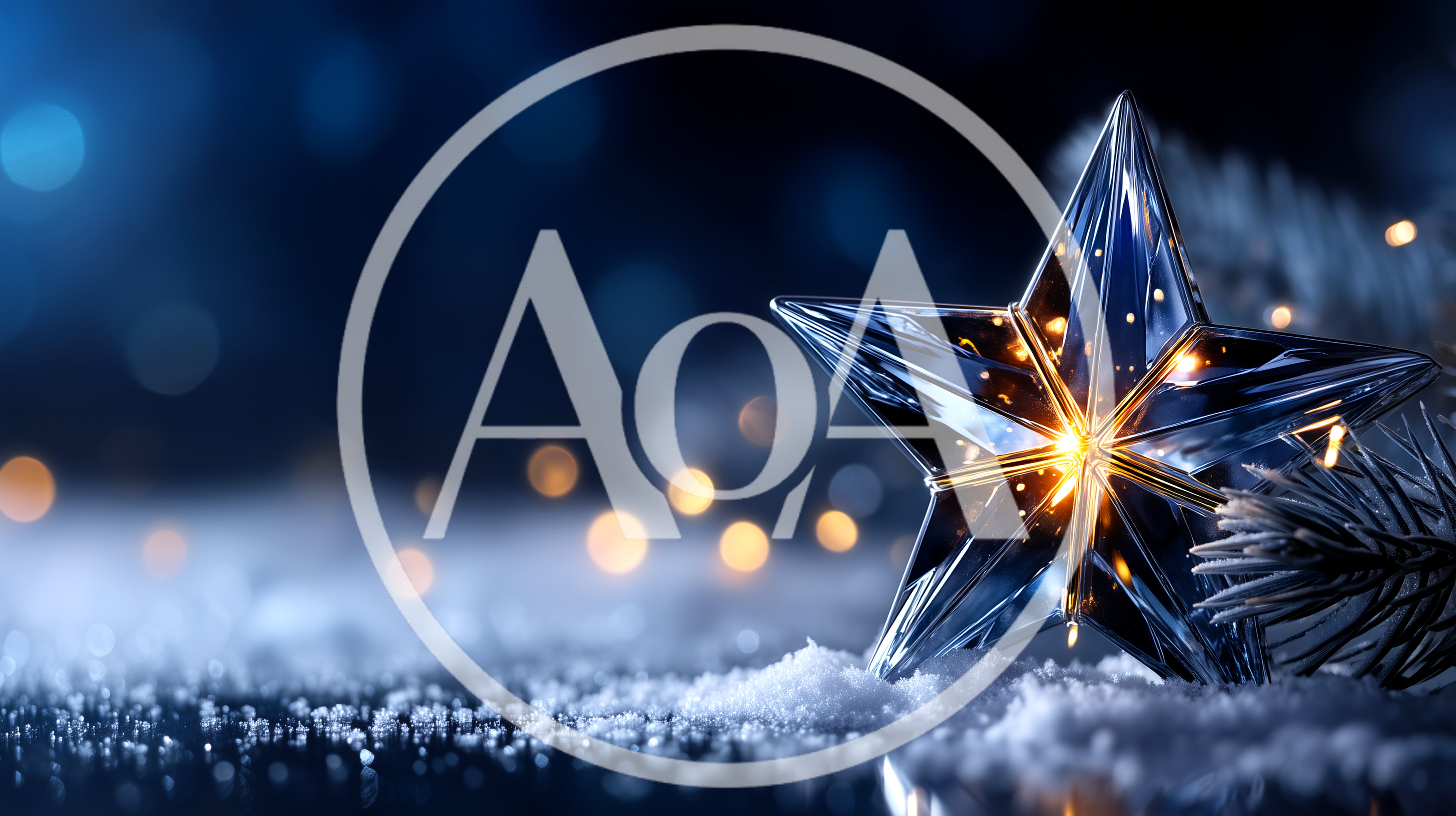 Glowing Crystal Christmas Star Ornament On Snowy Surface