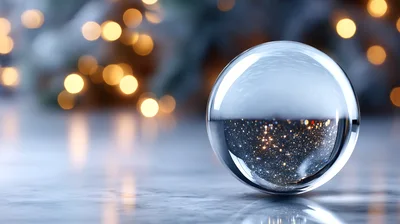 Crystal Ball With Glittering Bokeh Lights Background