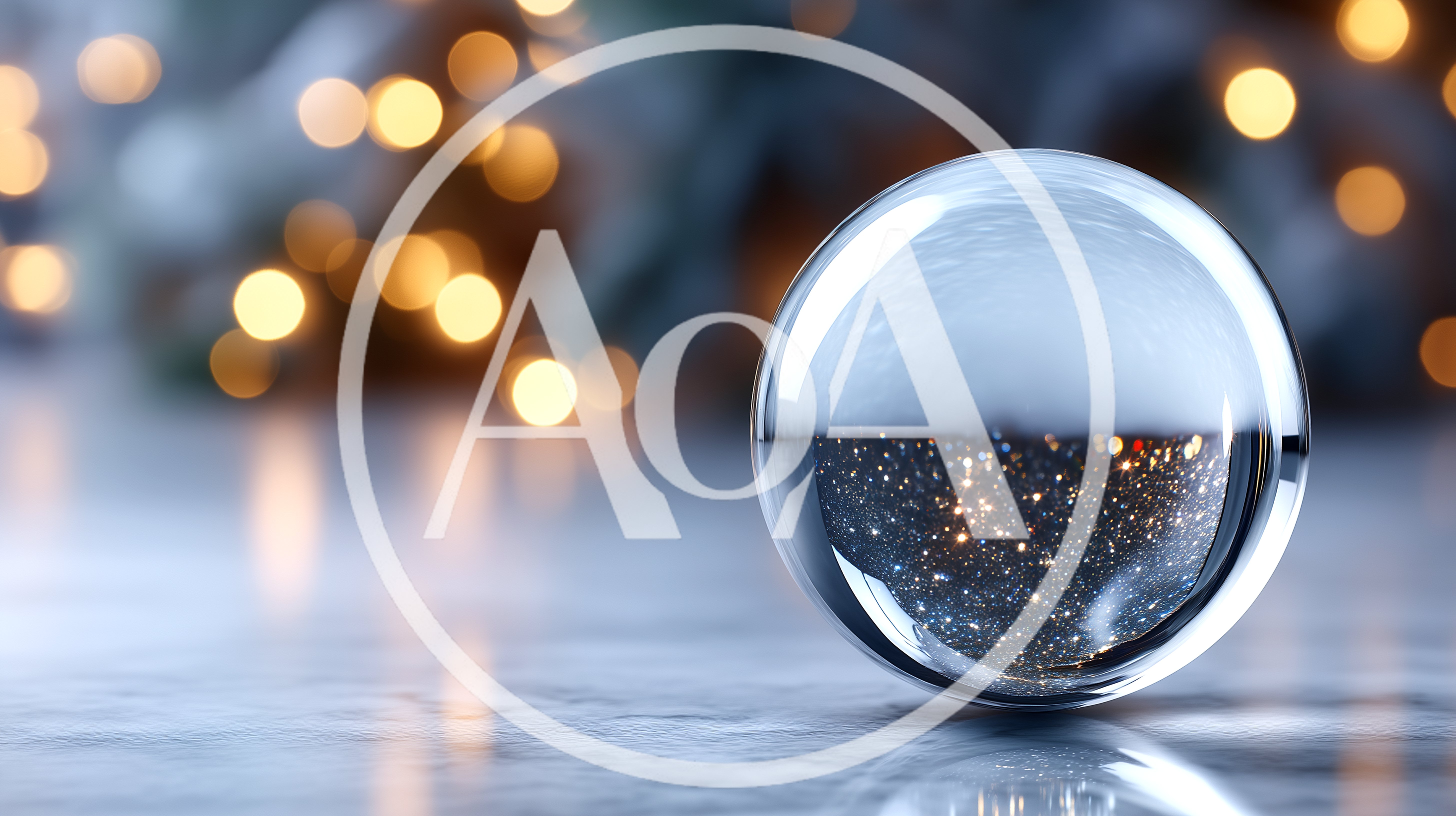 Crystal Ball With Glittering Bokeh Lights Background
