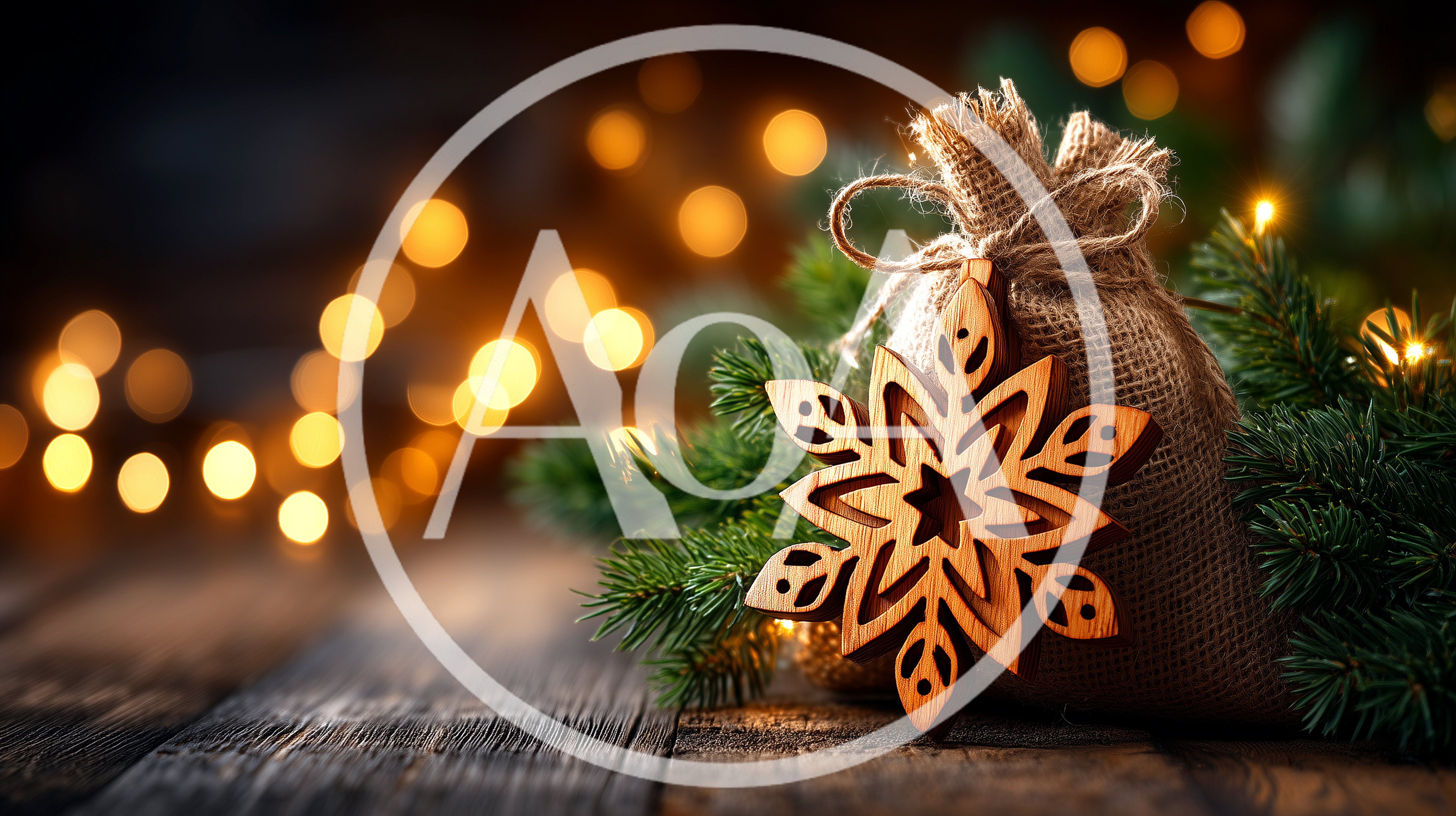 Wooden Snowflake Ornament On A Burlap Gift Bag