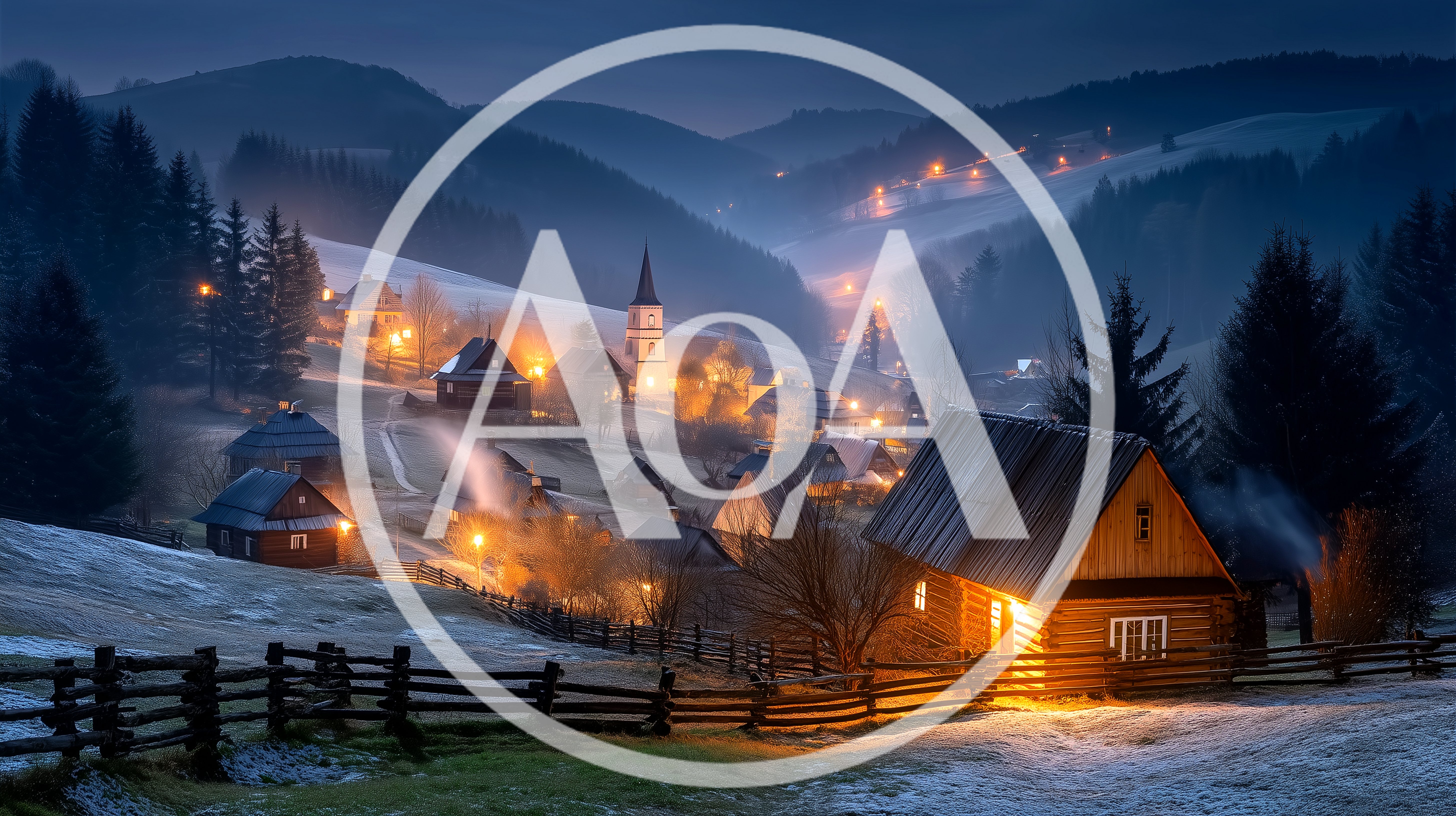 Cozy Mountain Village At Twilight