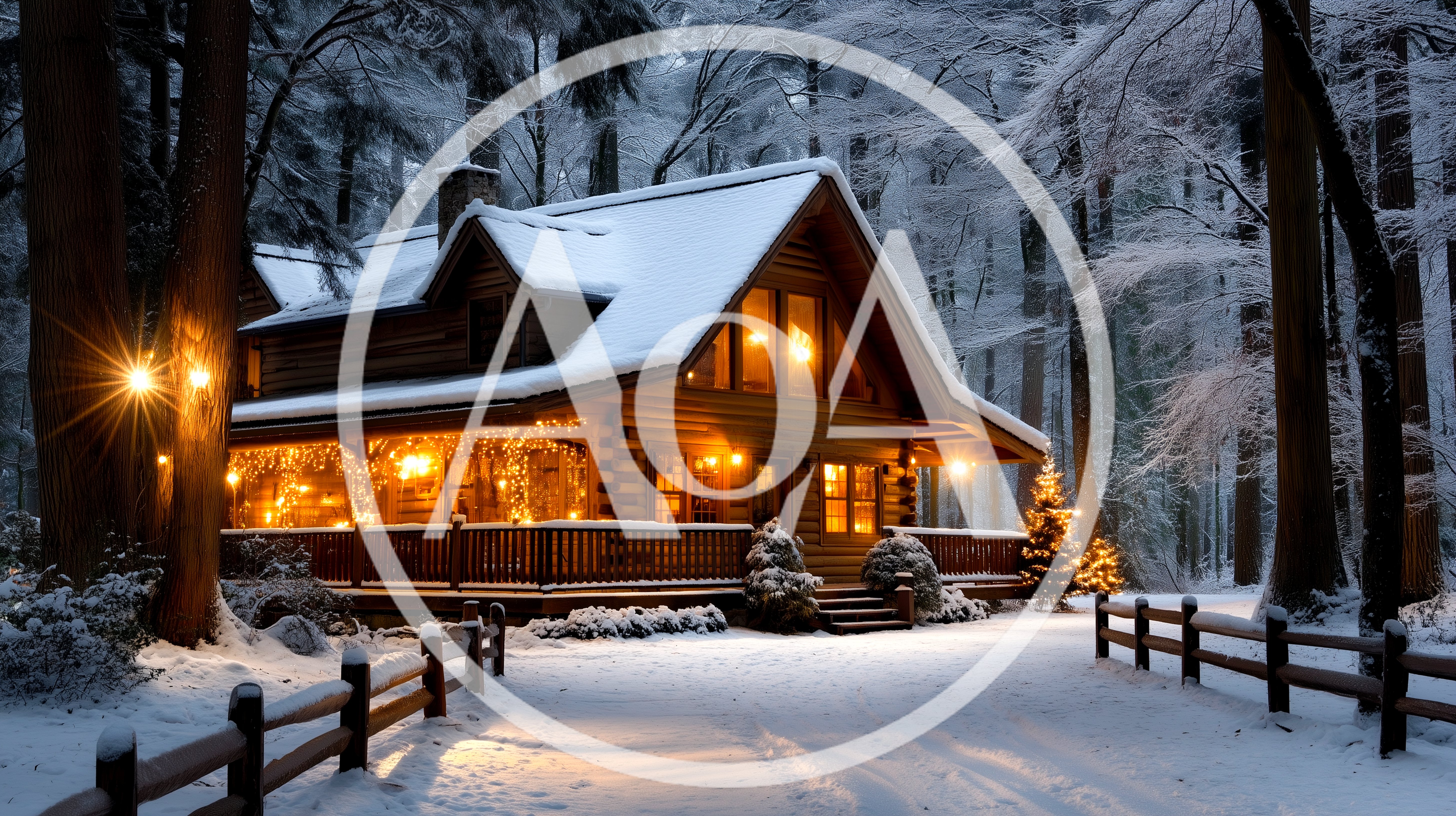 Cozy Log Cabin In Snowy Winter Forest