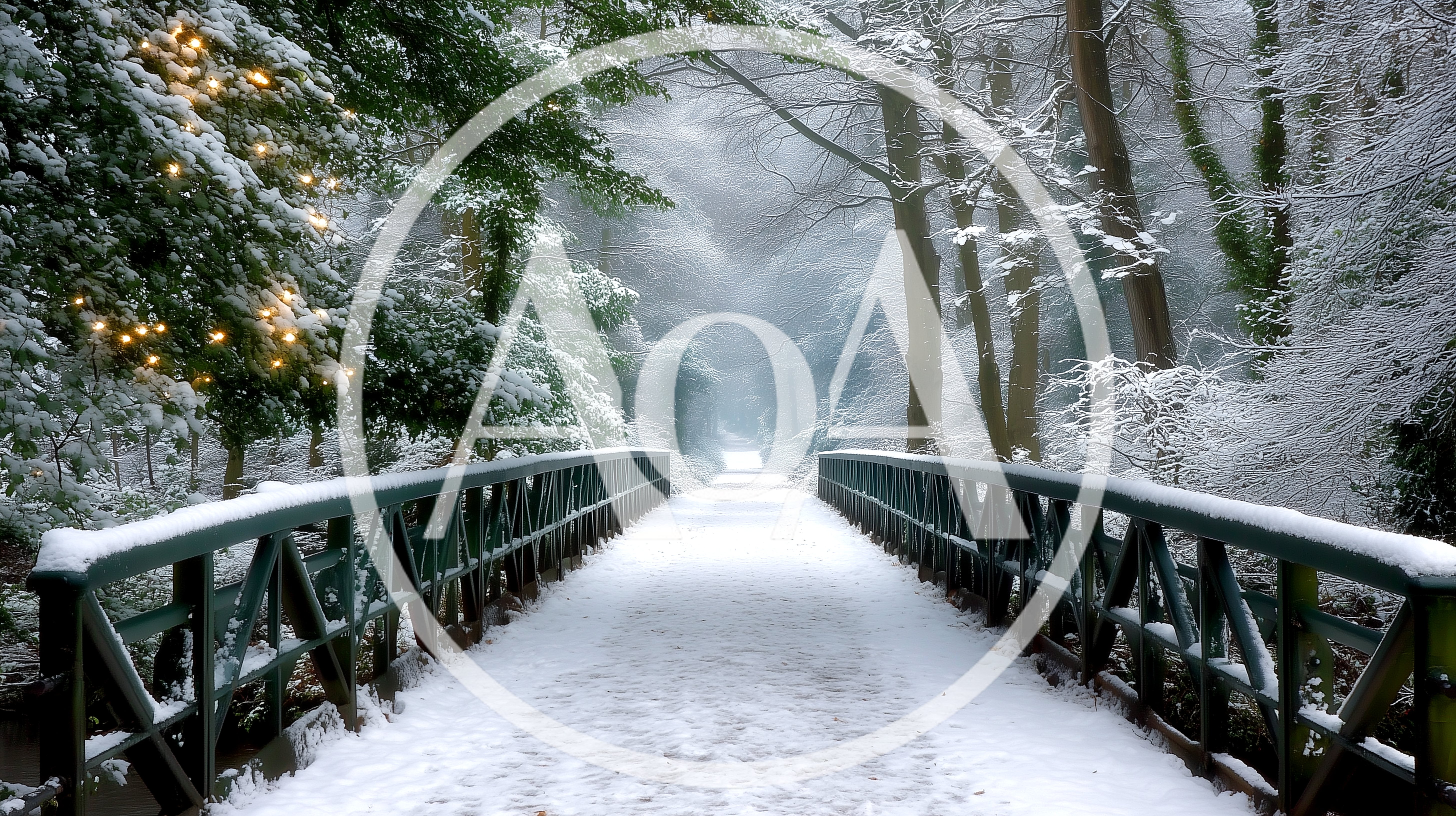 Snow Covered Bridge In A Winter Forest
