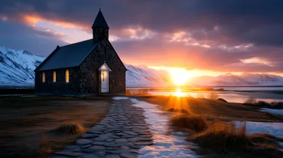 Church of the Good Shepherd at Sunset
