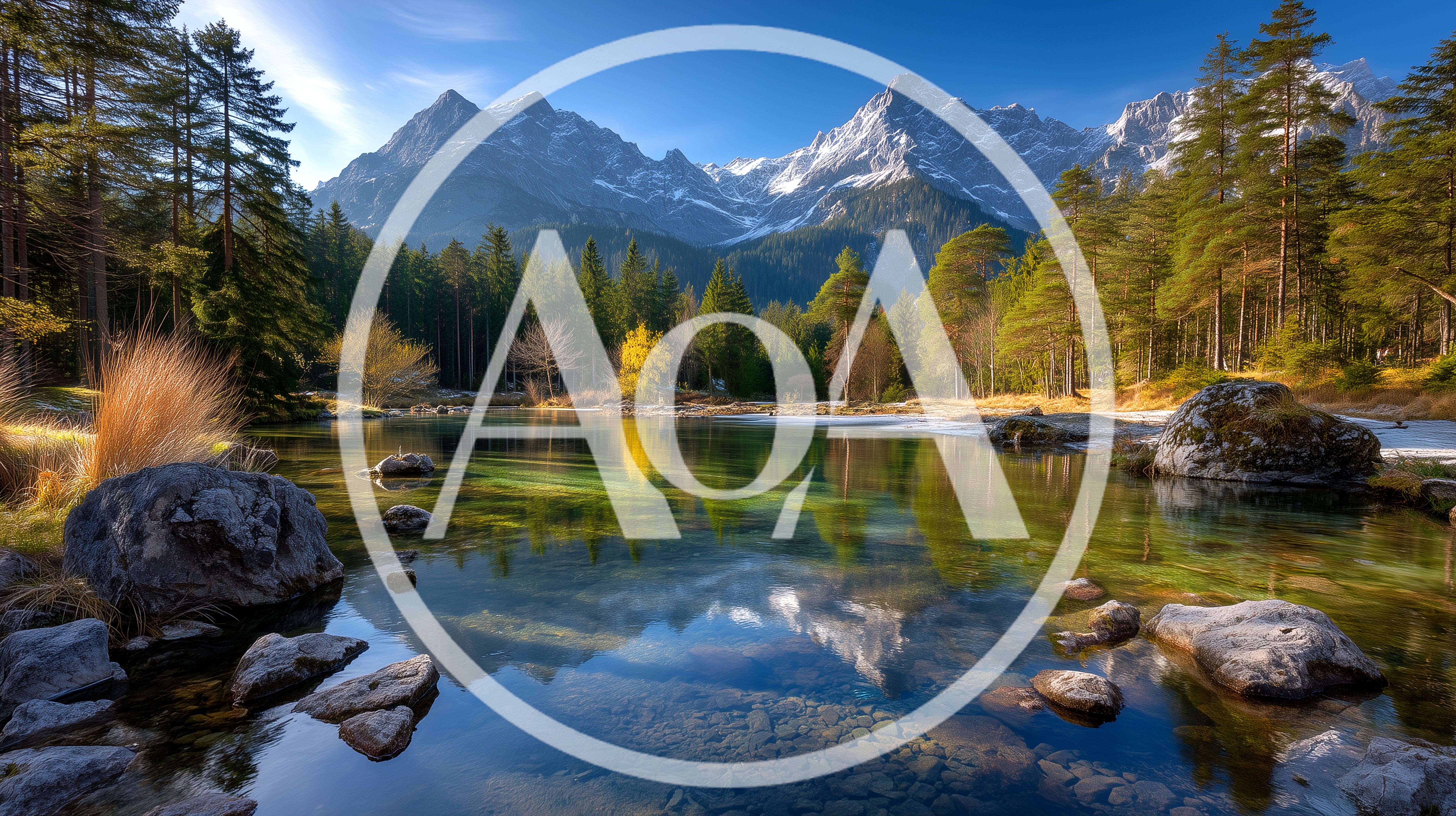 Scenic Alpine Lake With Mountain Reflection