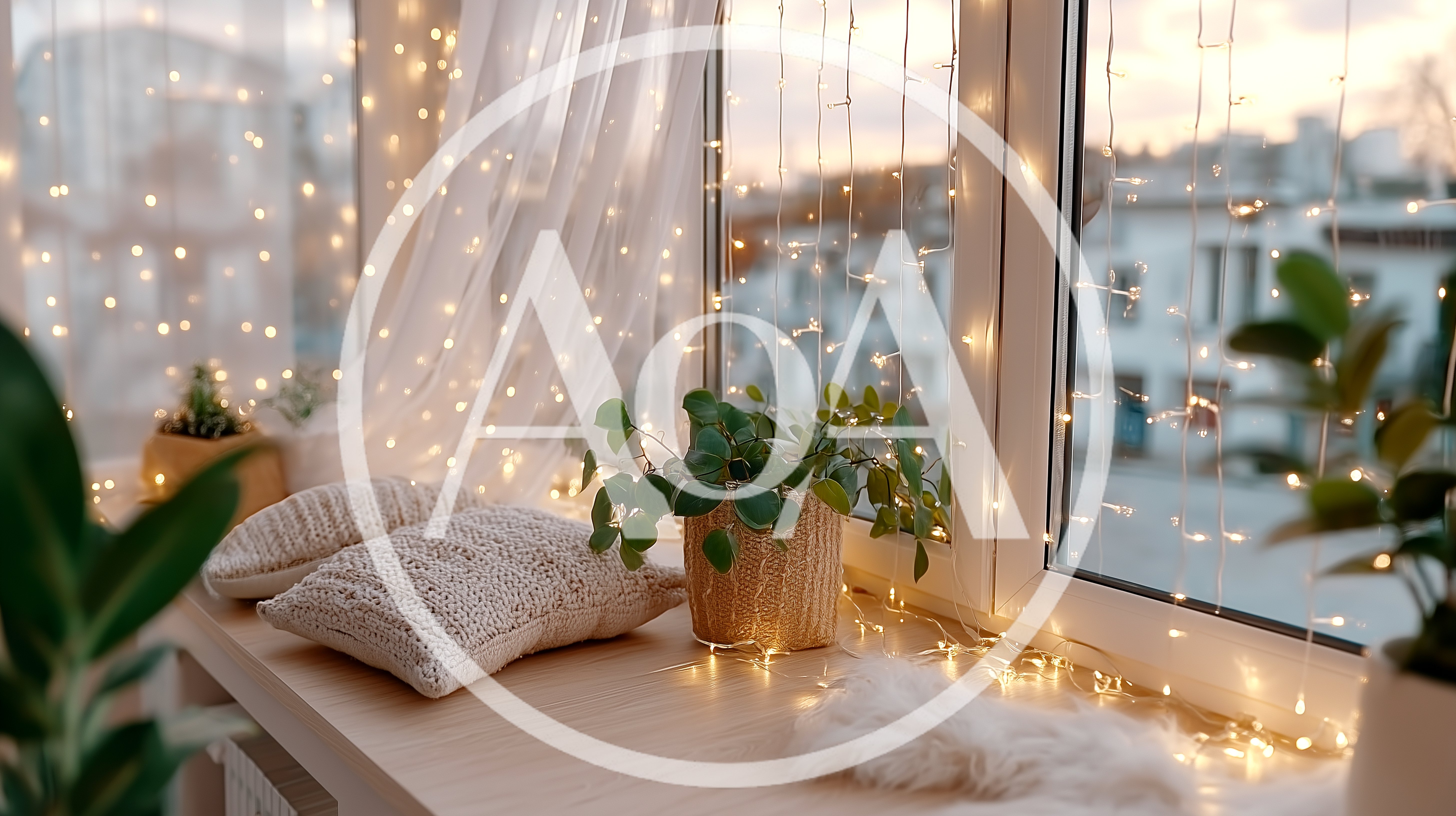 Cozy Window Sill Decorated With Fairy Lights