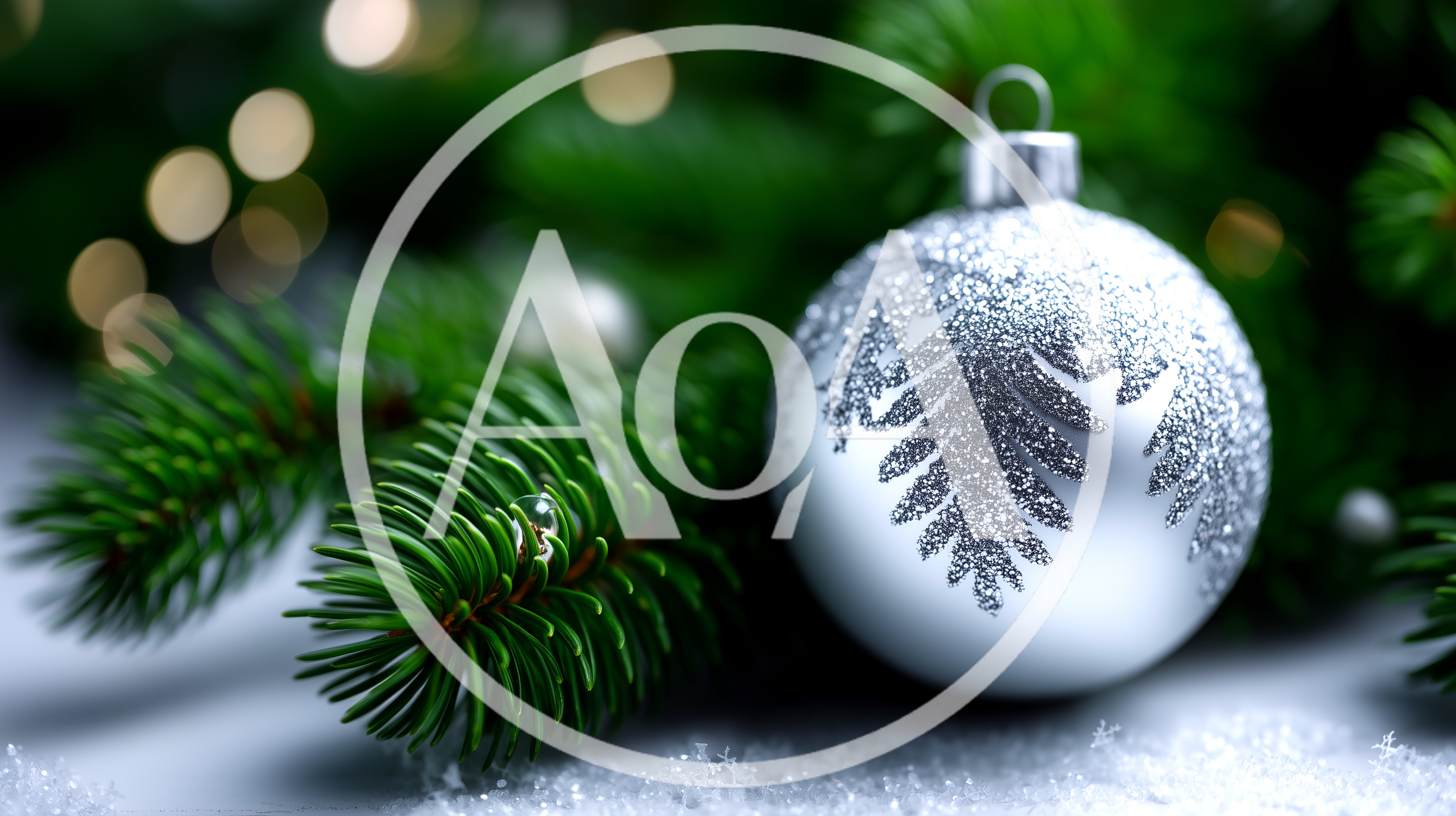 Silver Christmas Ornament With Pine Branches