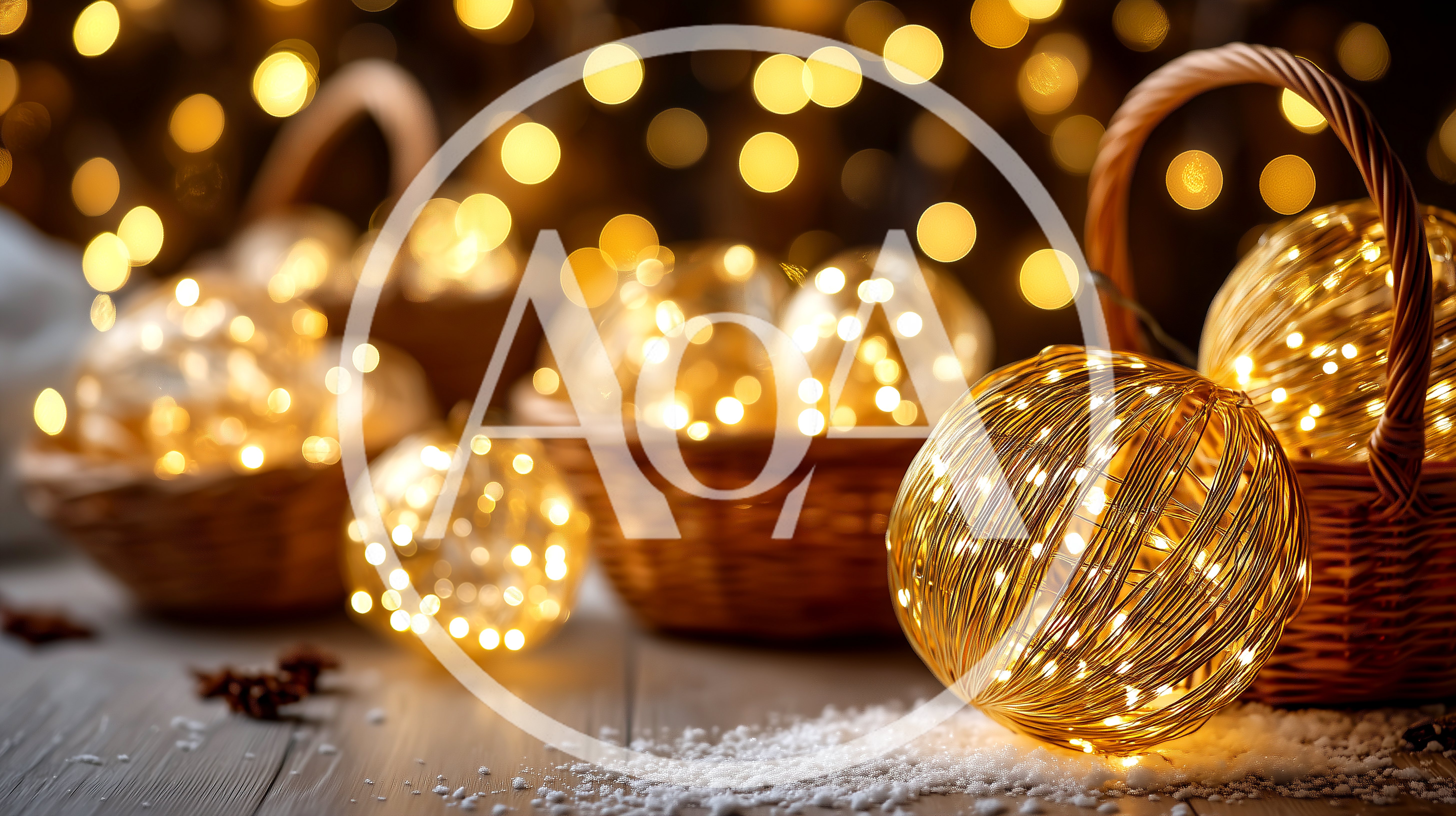 Glowing Christmas Ornaments In Wicker Baskets