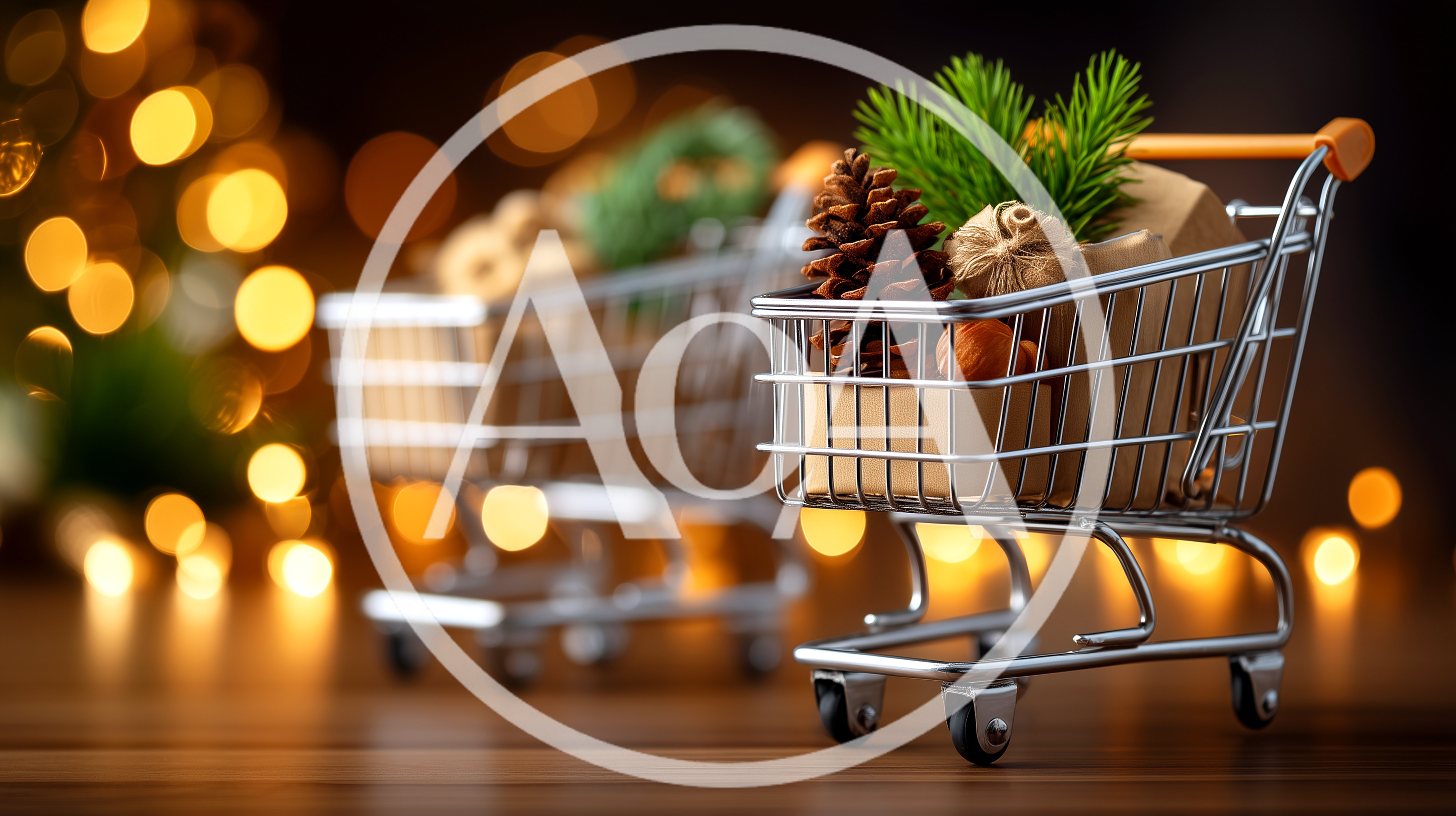Miniature Shopping Carts Filled With Christmas Decorations