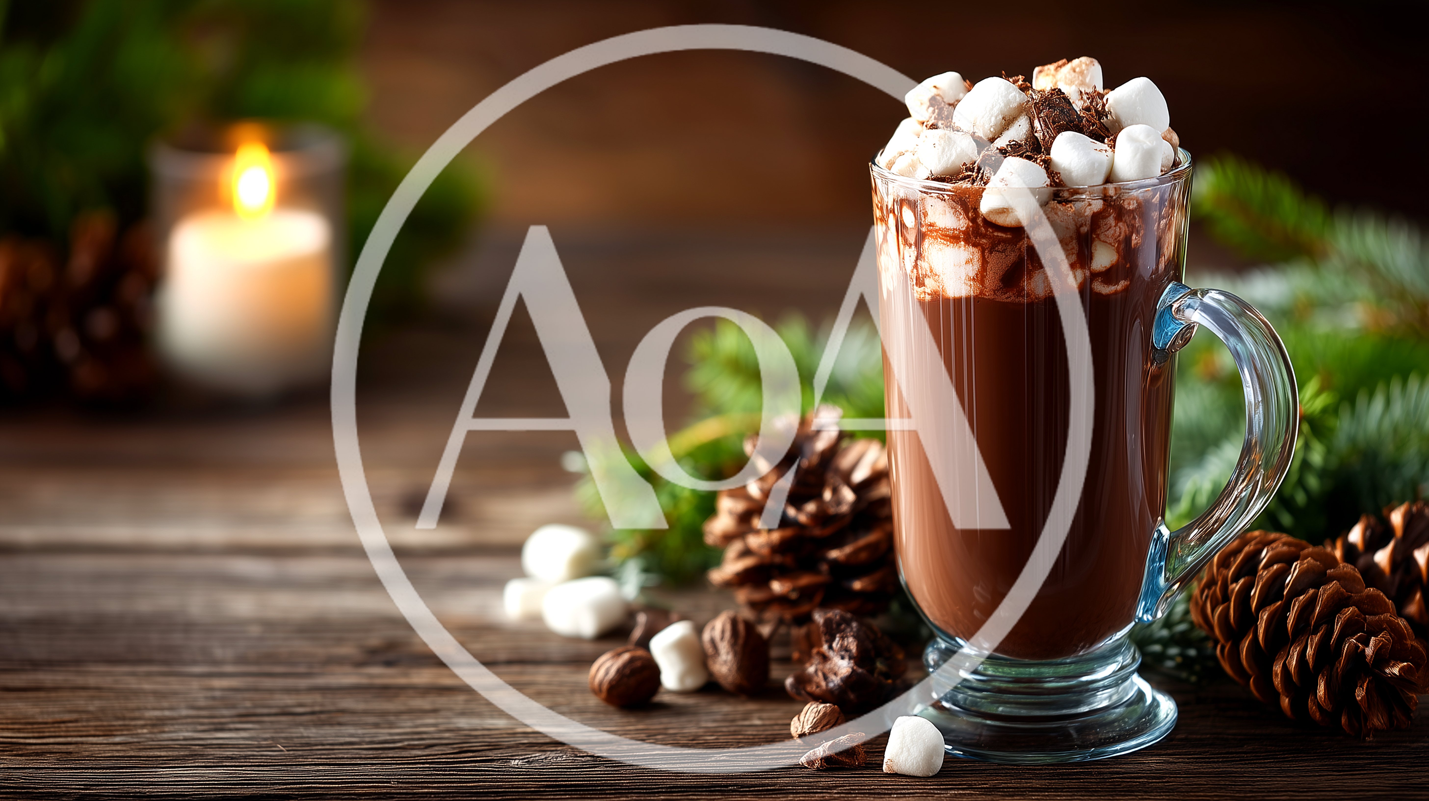 Hot Chocolate With Marshmallows In A Glass Mug