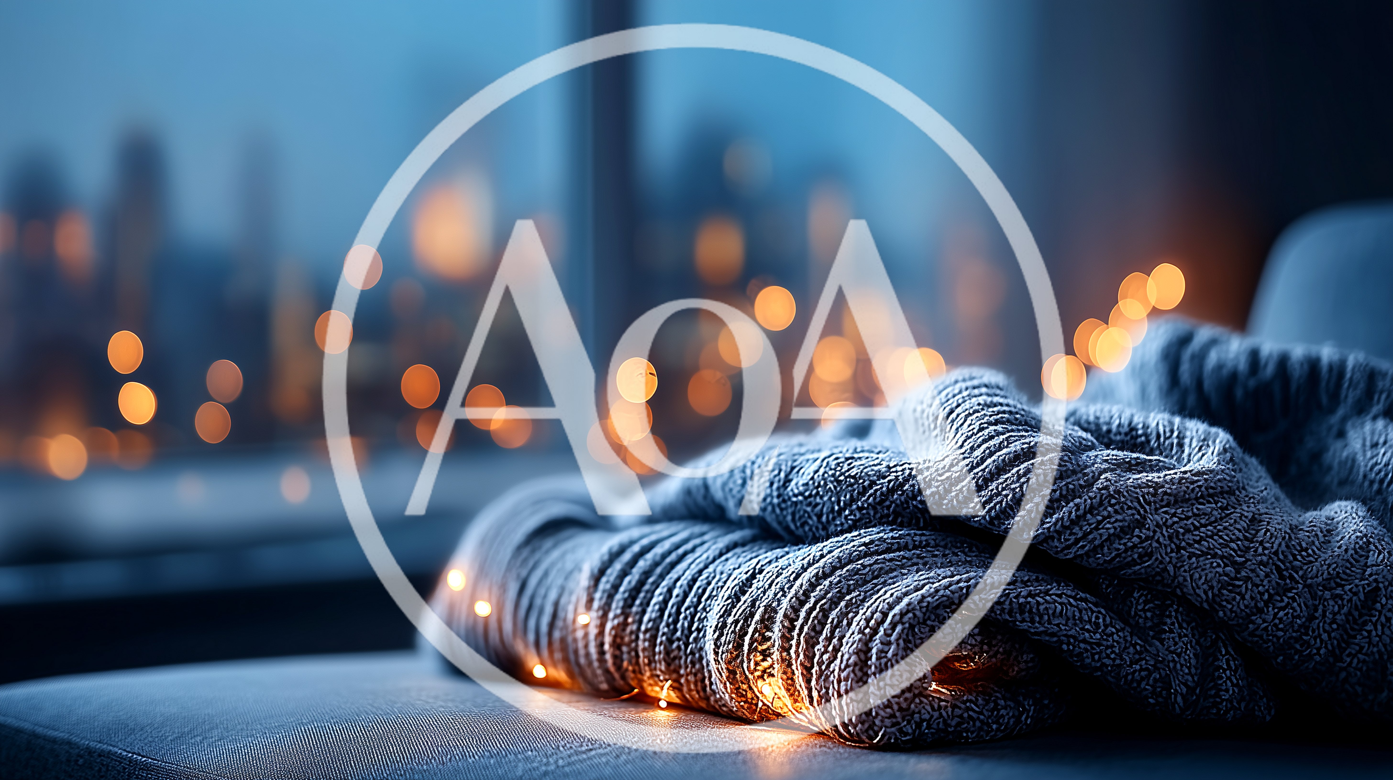 Cozy Knitted Blanket With Fairy Lights Near Window