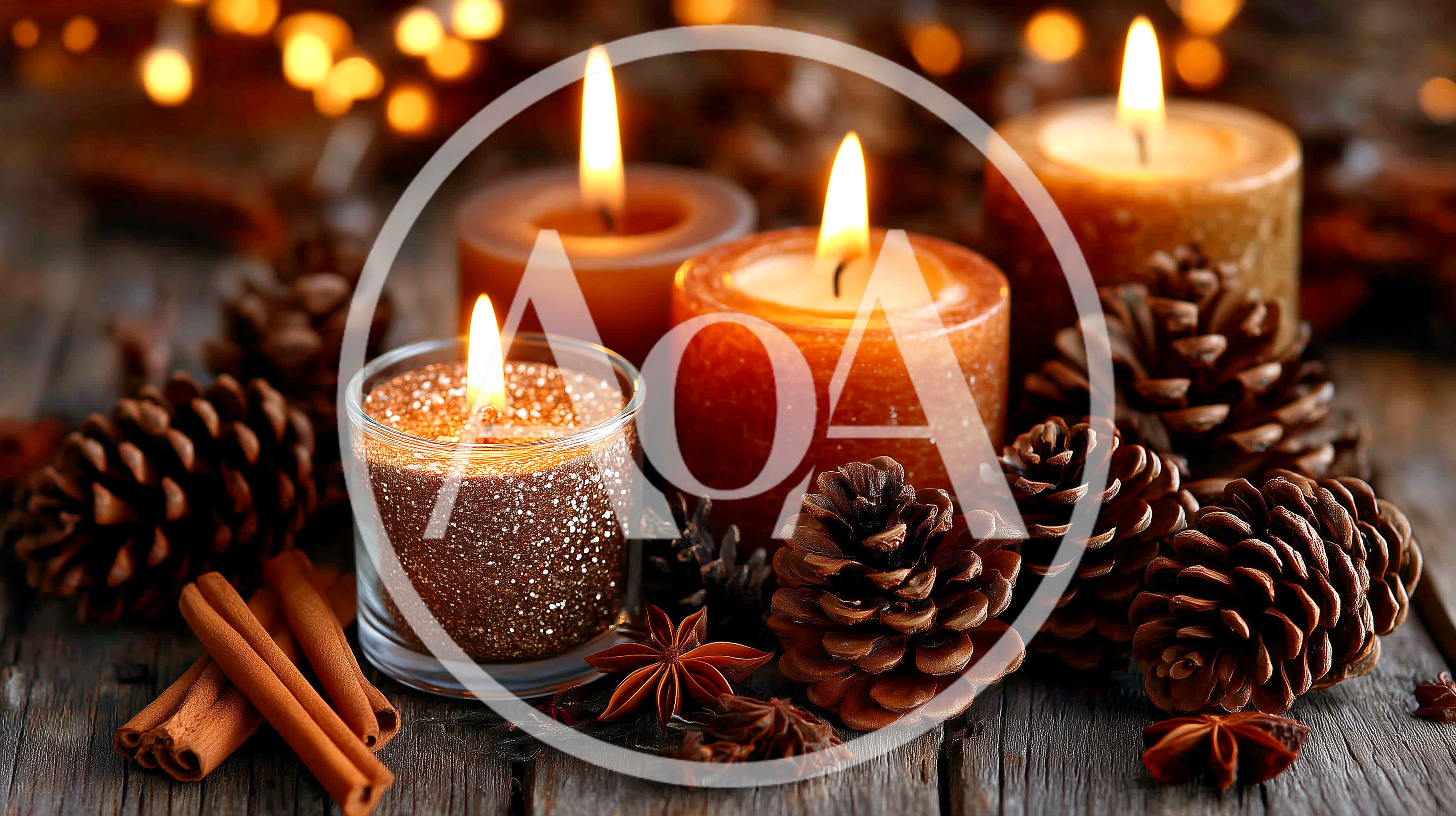 Festive Christmas Candles With Pinecones And Cinnamon Sticks