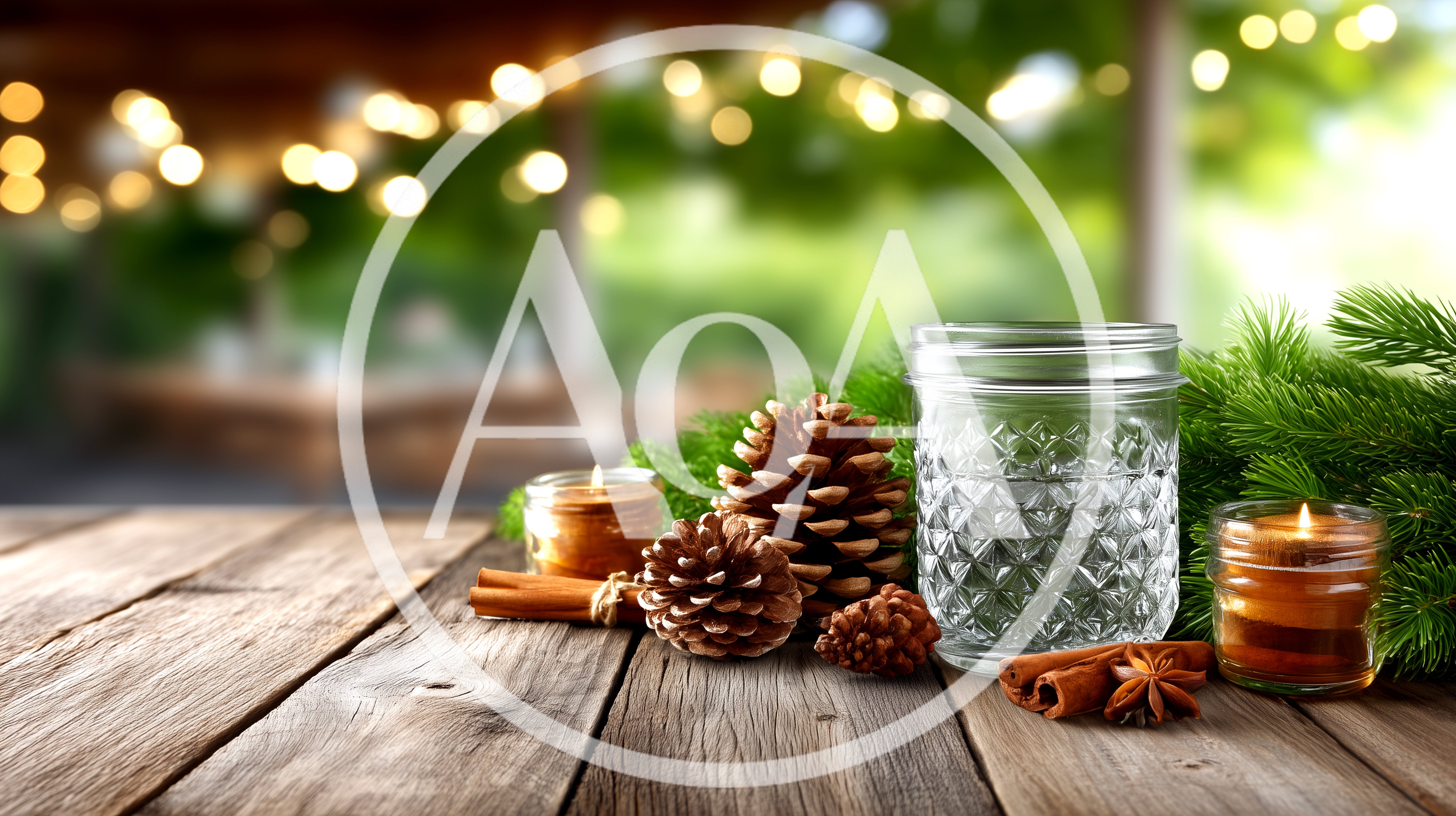 Rustic Christmas Table Setting With Pinecones And Candles