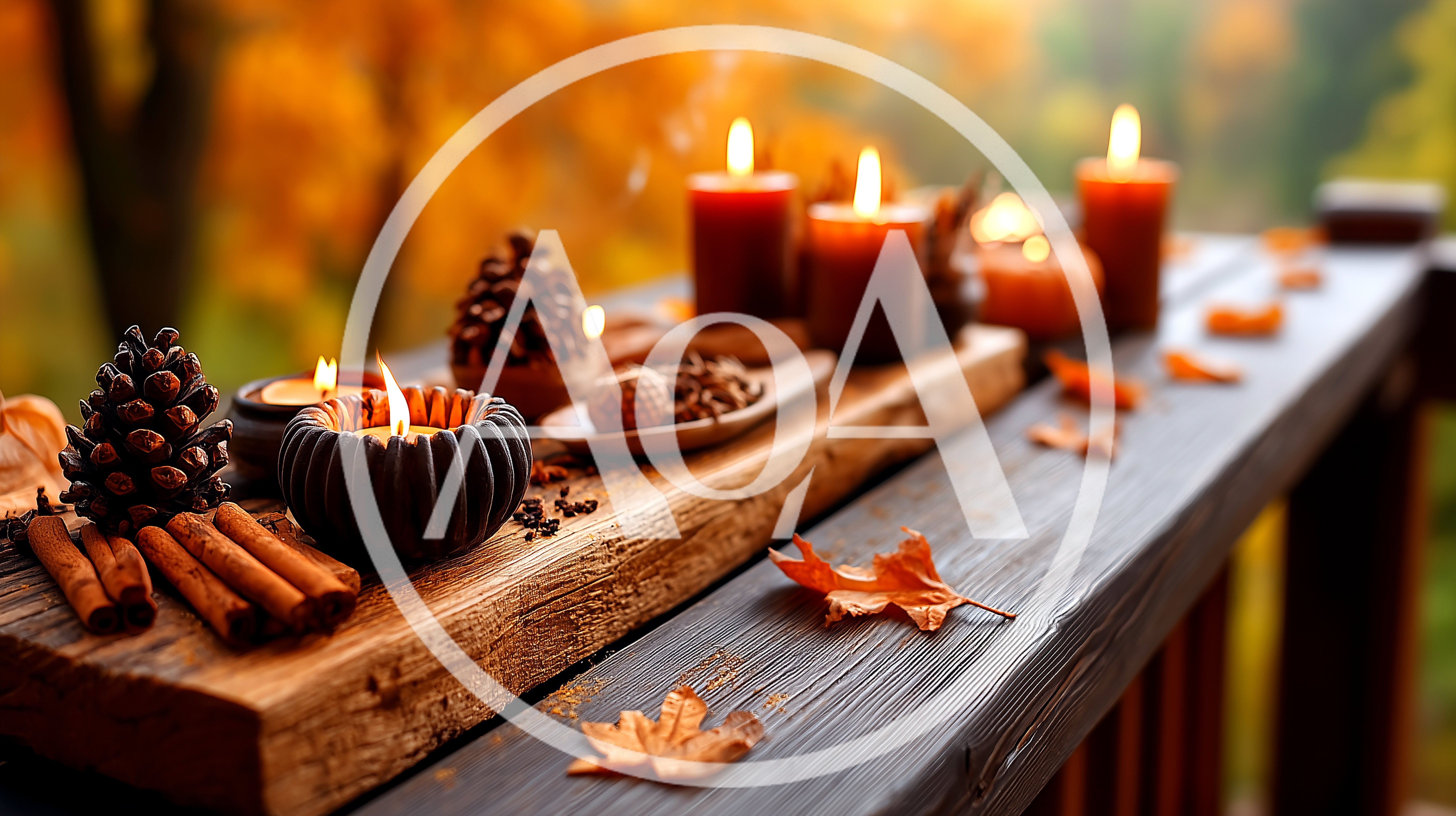 Autumnal Tabletop Decor With Candles And Cinnamon Sticks