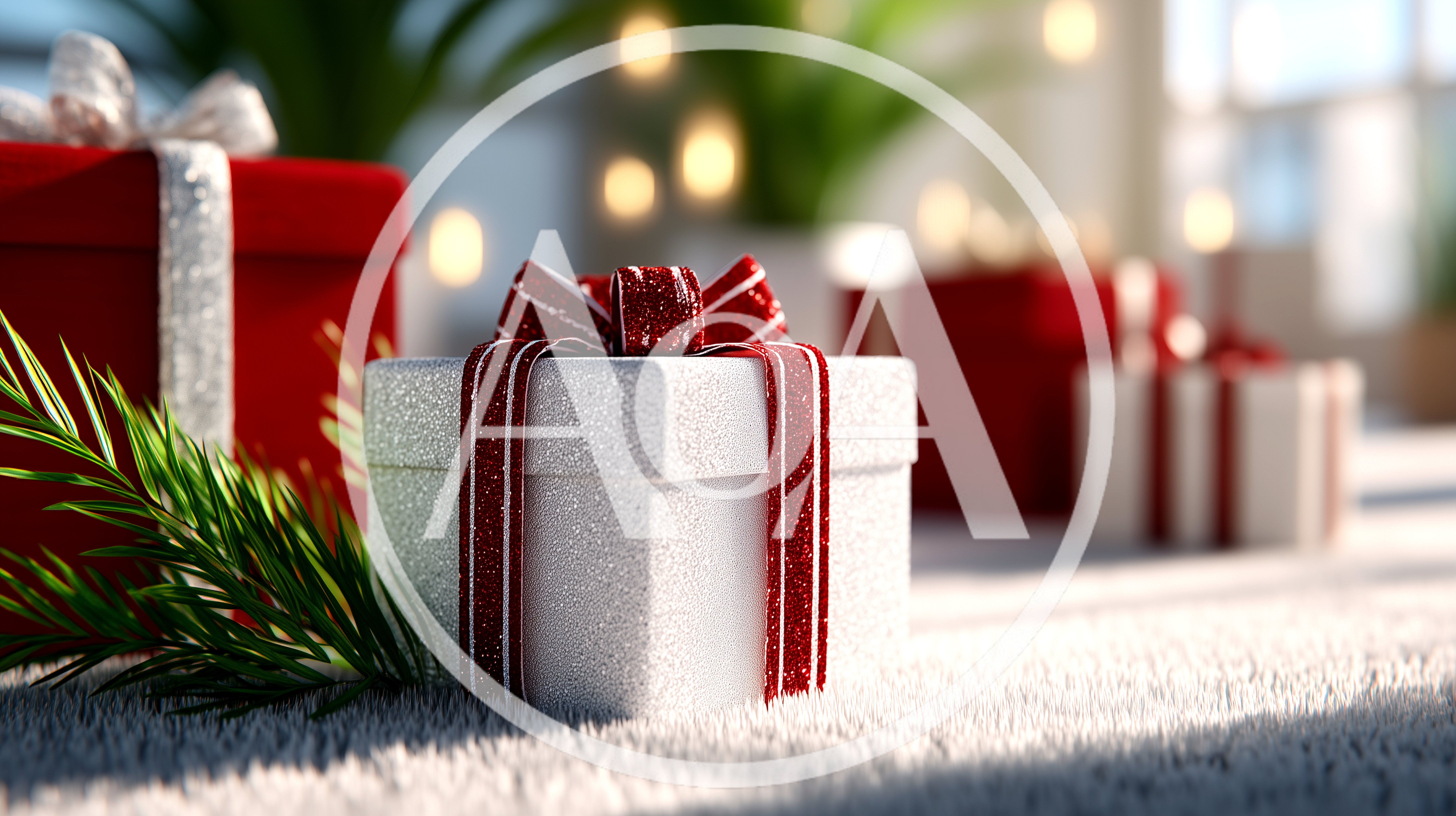 White And Red Christmas Gift Boxes On Carpet