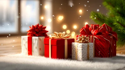 Christmas Gift Boxes Under A Decorated Tree