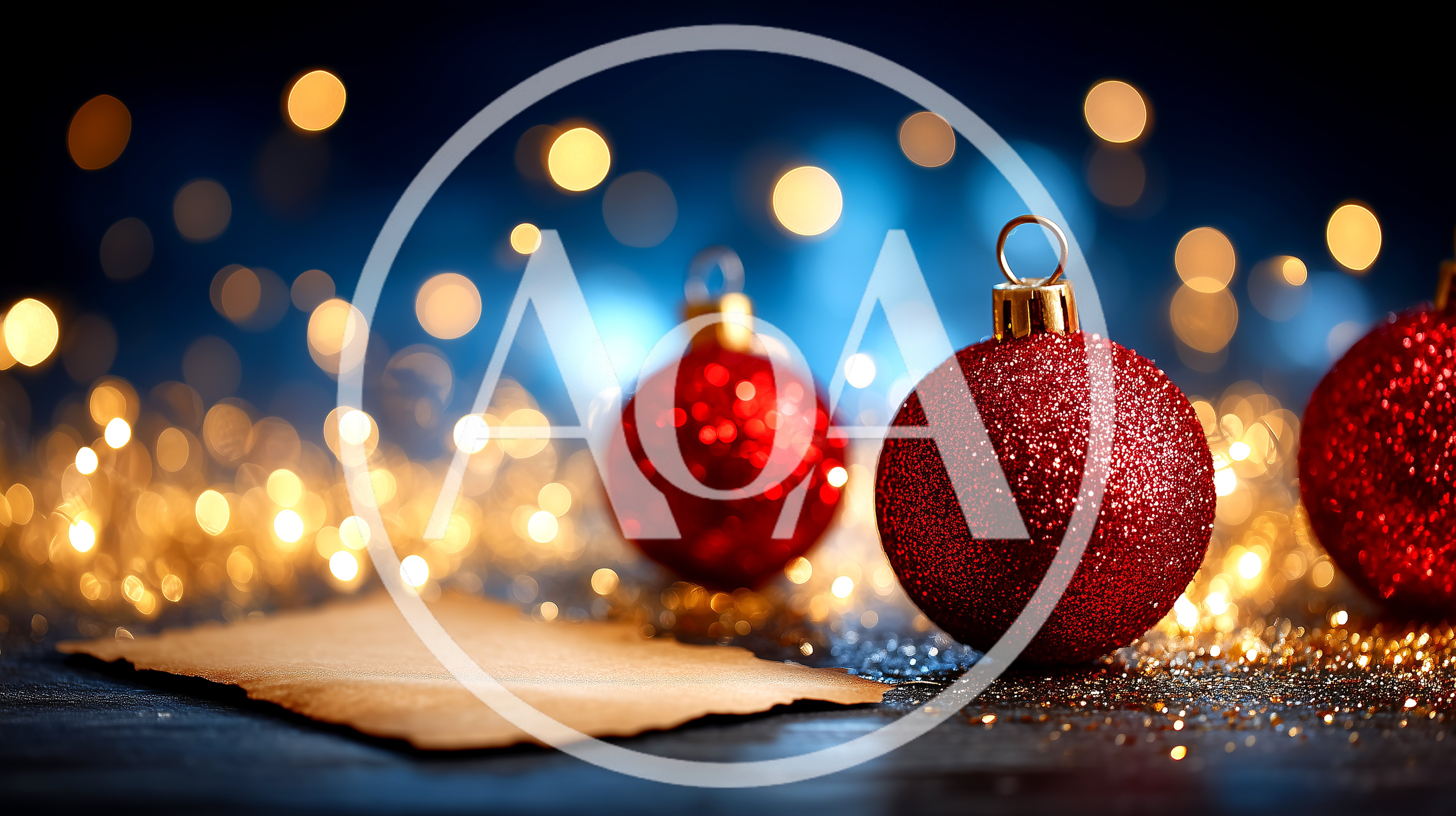 Red Christmas Ornaments With Blank Parchment Paper