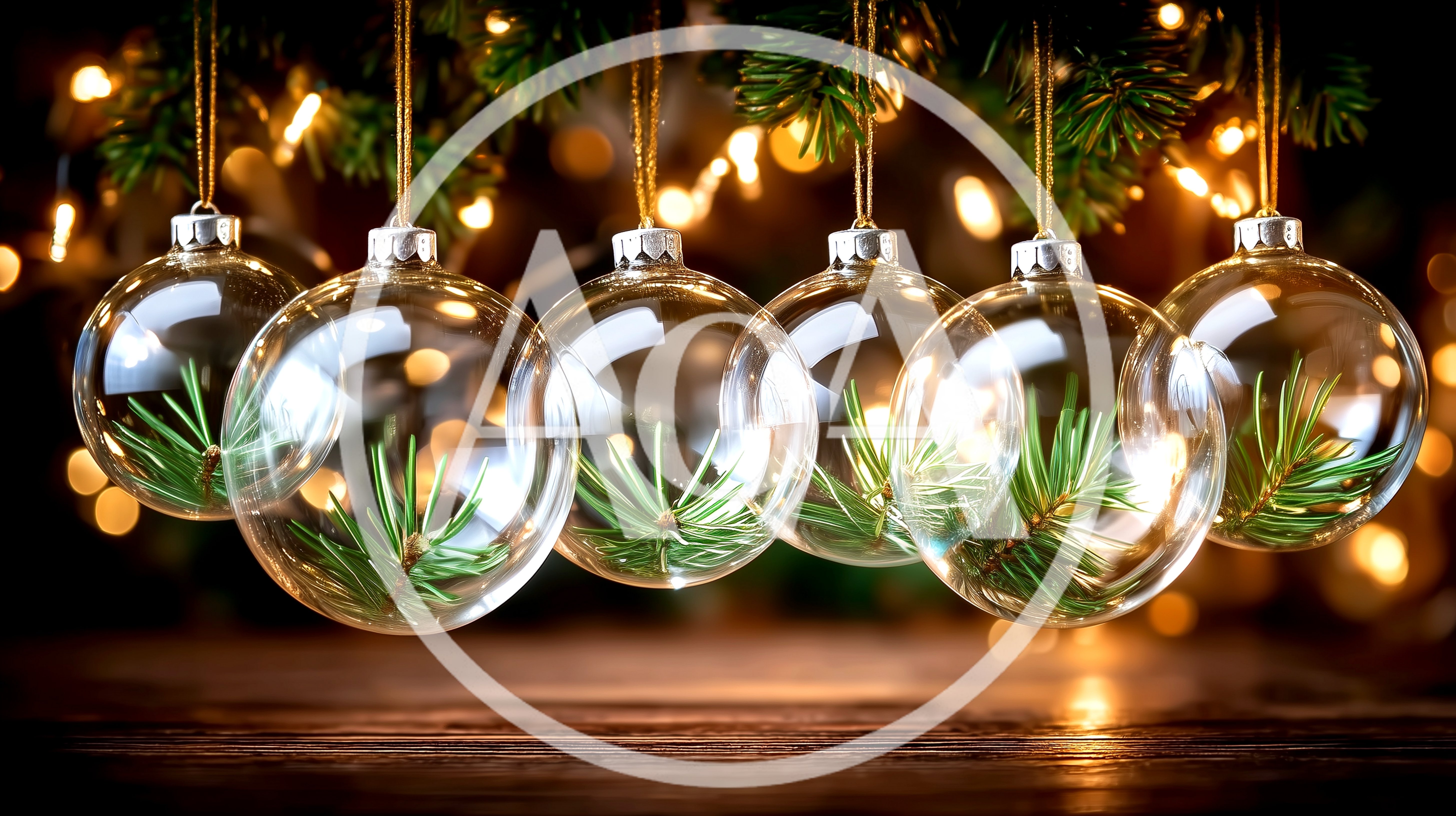 Clear Glass Christmas Ornaments With Pine Sprigs