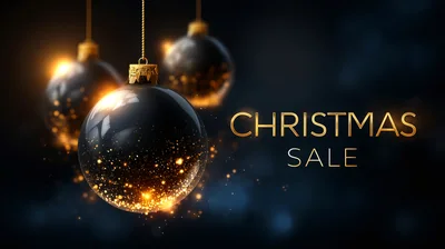 Elegant Christmas Sale Background With Golden Glittering Ornaments