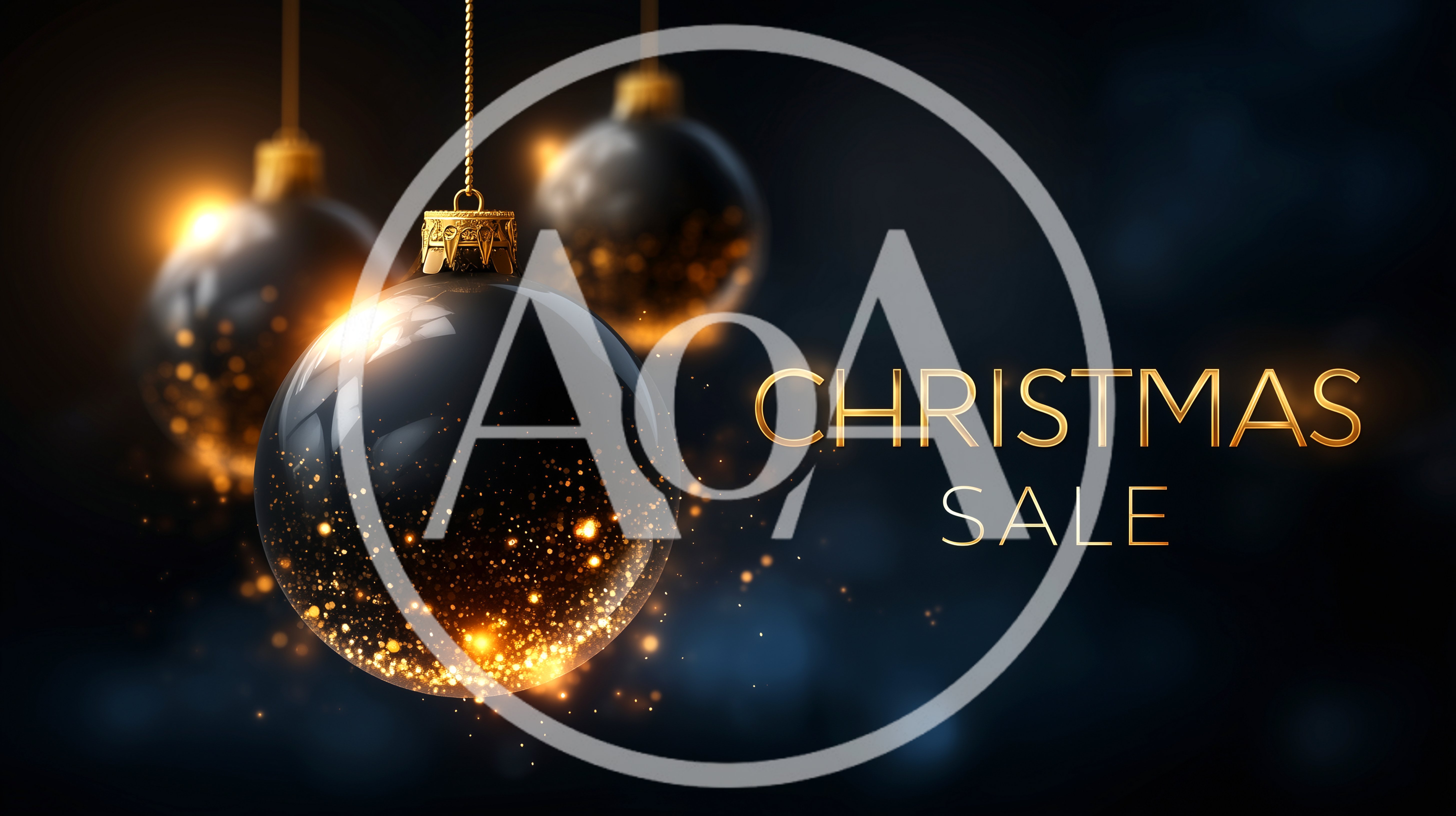 Elegant Christmas Sale Background With Golden Glittering Ornaments