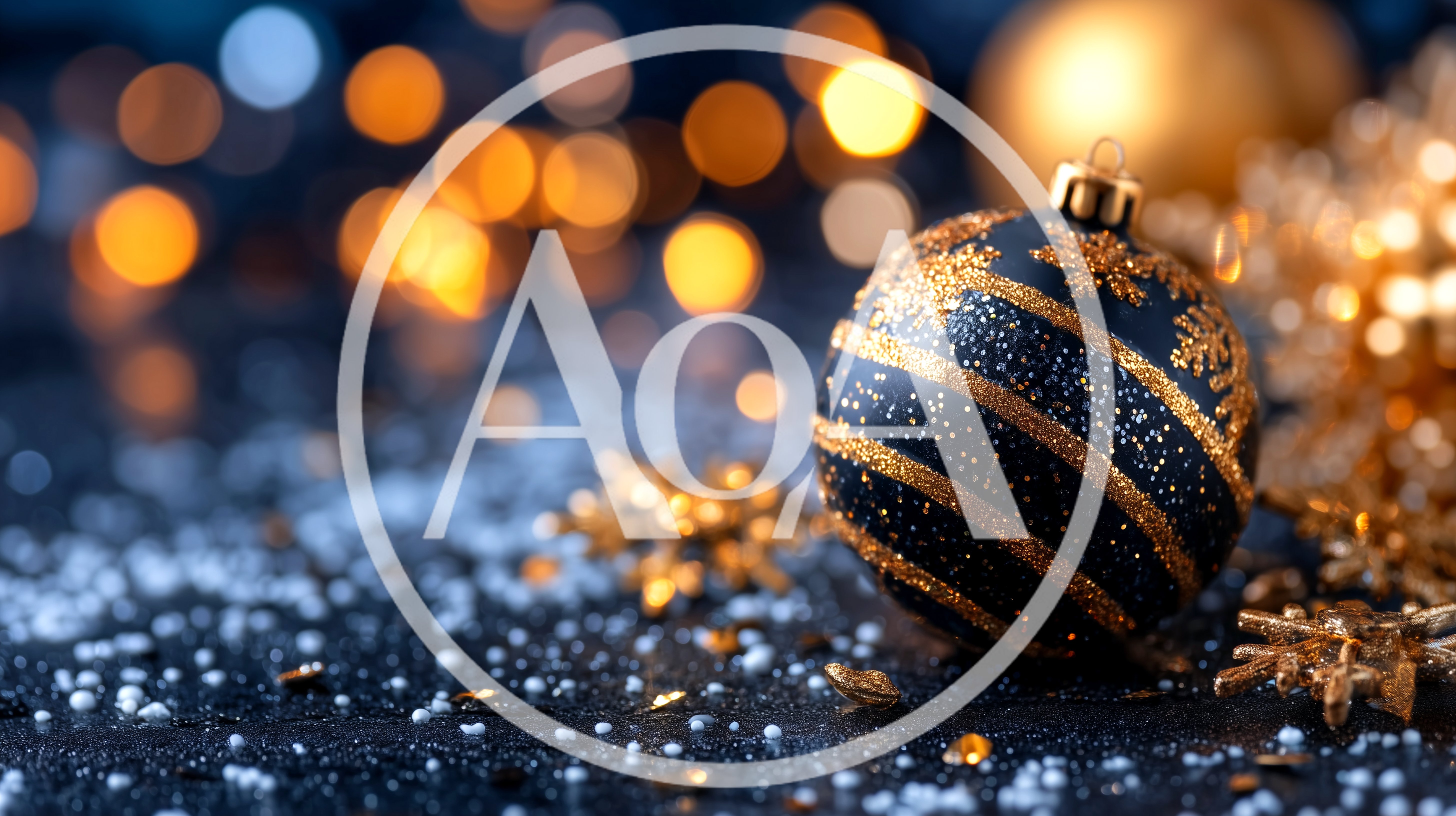 Black And Gold Christmas Ornament With Bokeh Lights