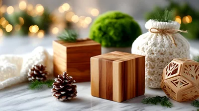 Christmas Holiday Tabletop Decor With Wooden Blocks