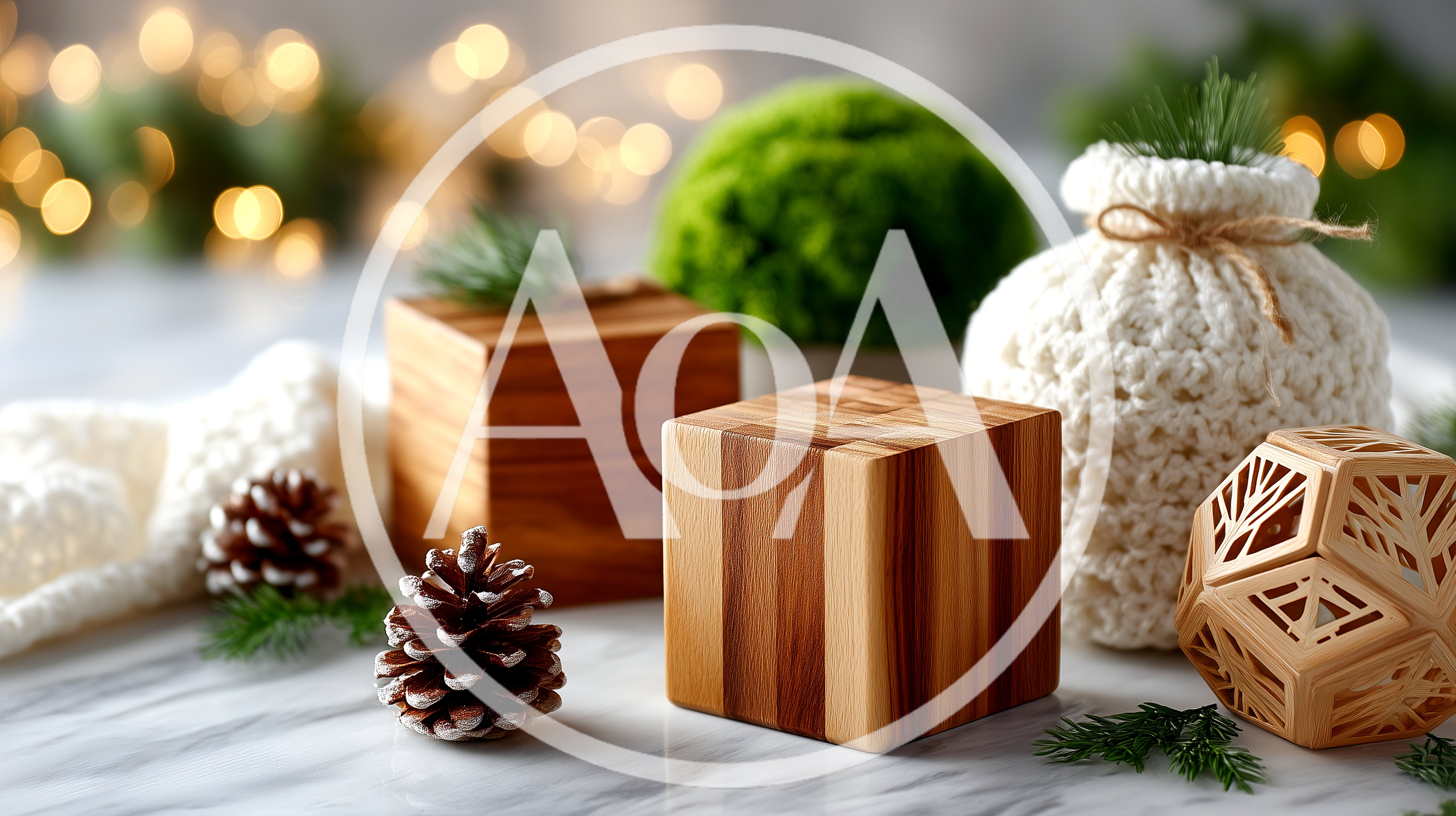 Christmas Holiday Tabletop Decor With Wooden Blocks