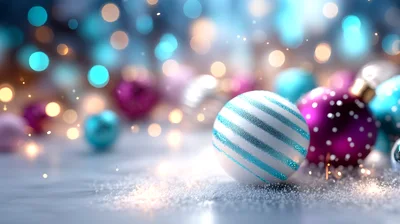 Christmas Ornaments With Blue And Purple Baubles
