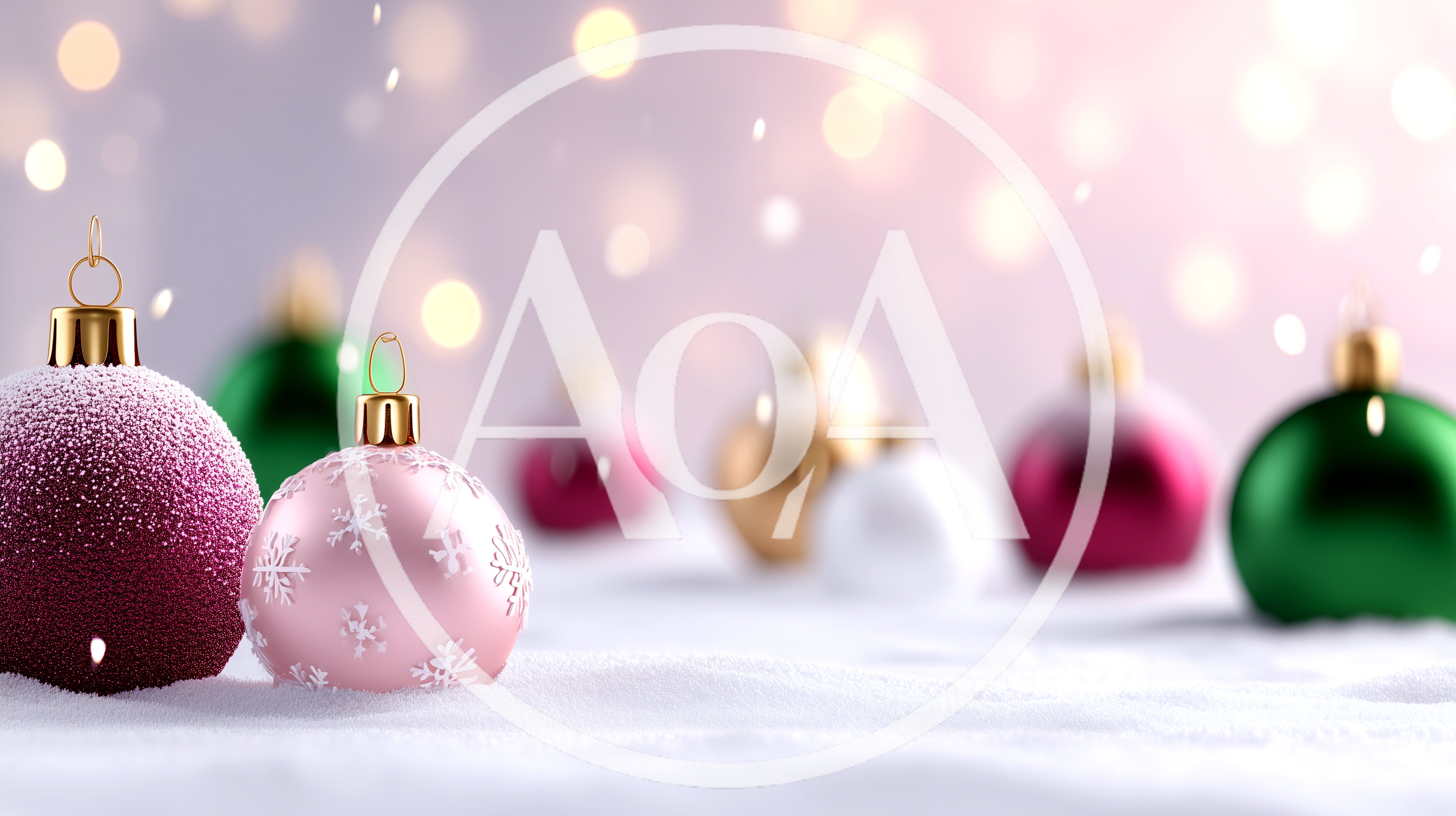 Christmas Ornaments Resting On A Snowy Surface