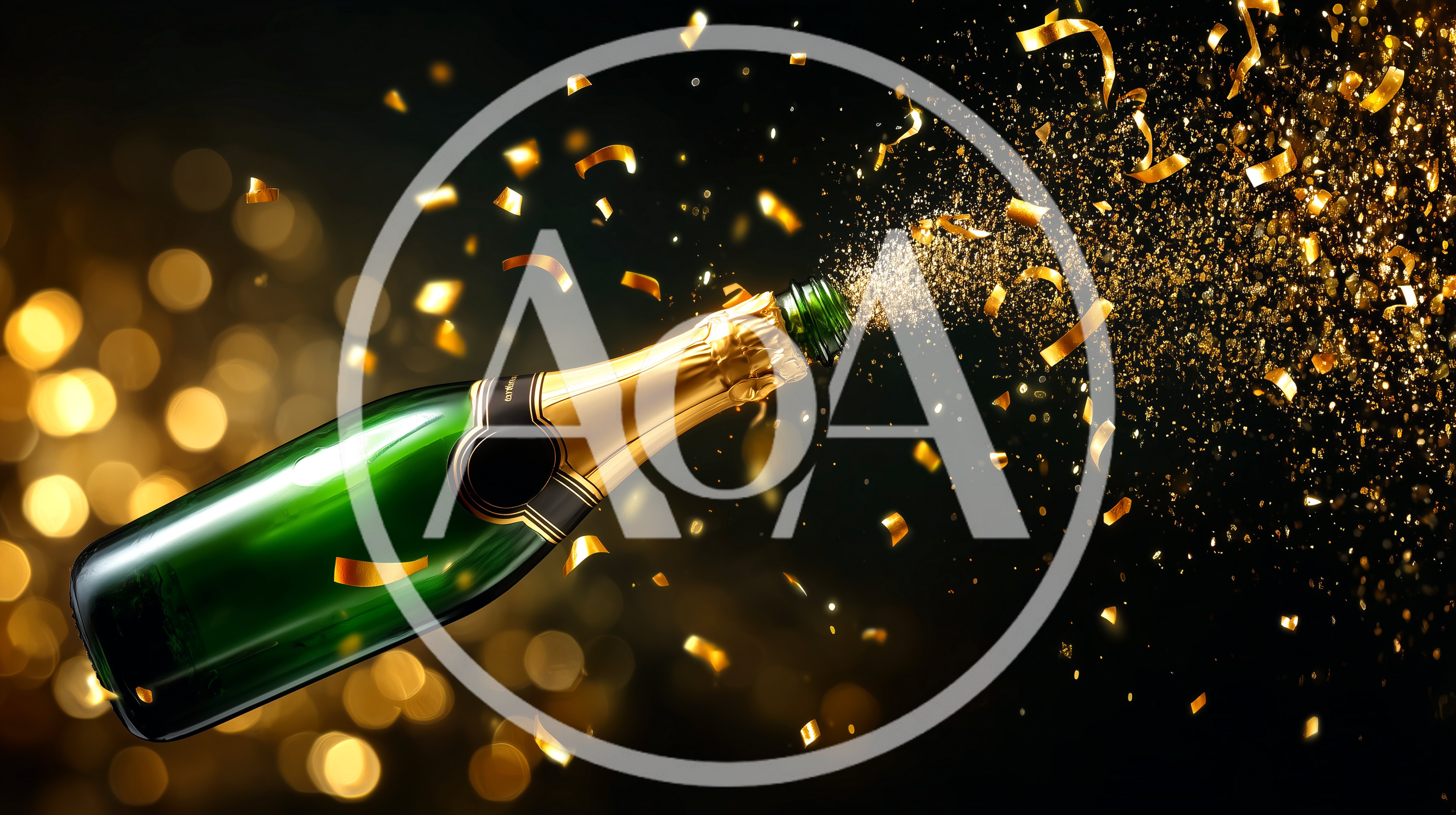 Champagne Bottle Popping With Golden Confetti Explosion