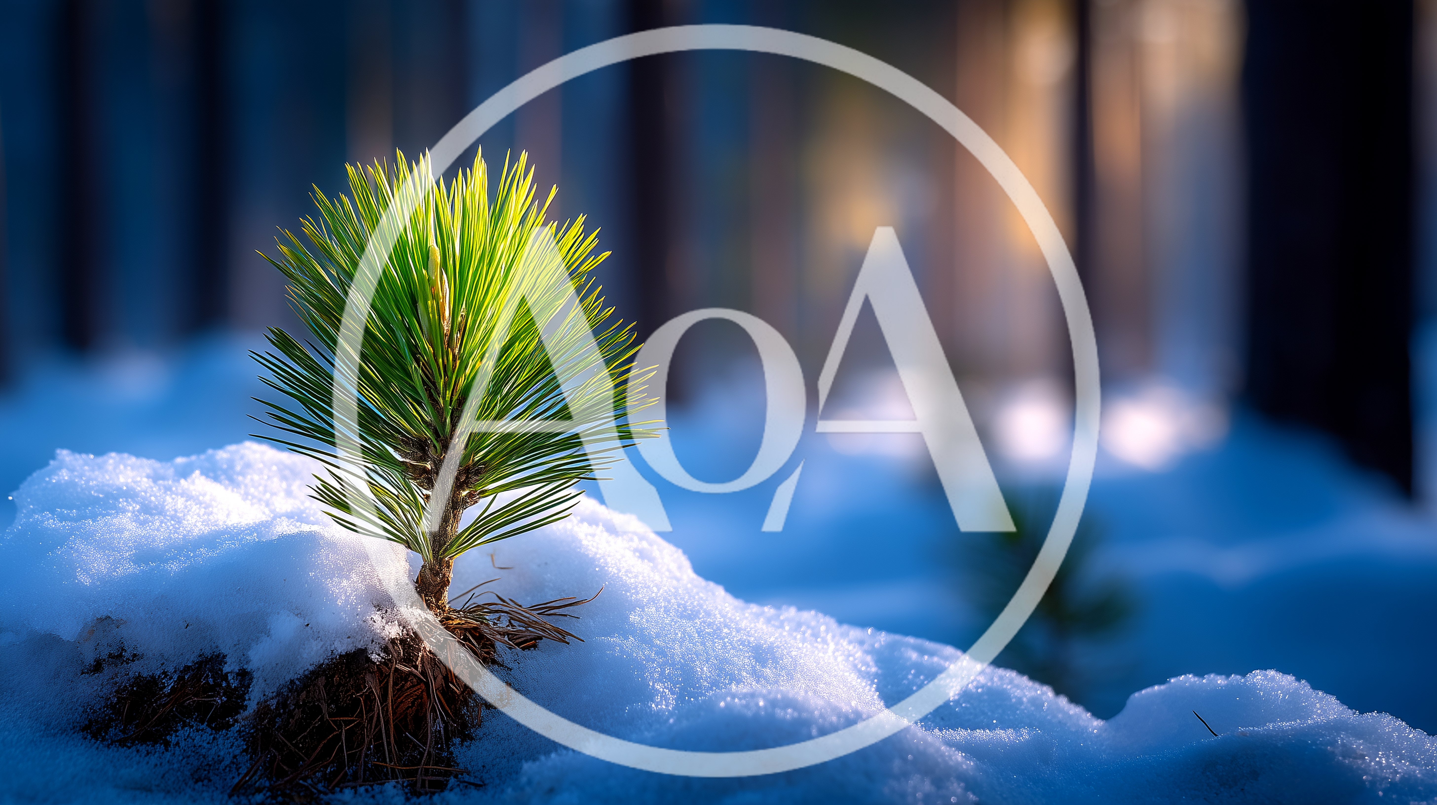Small Pine Sapling Growing Through Winter Snow