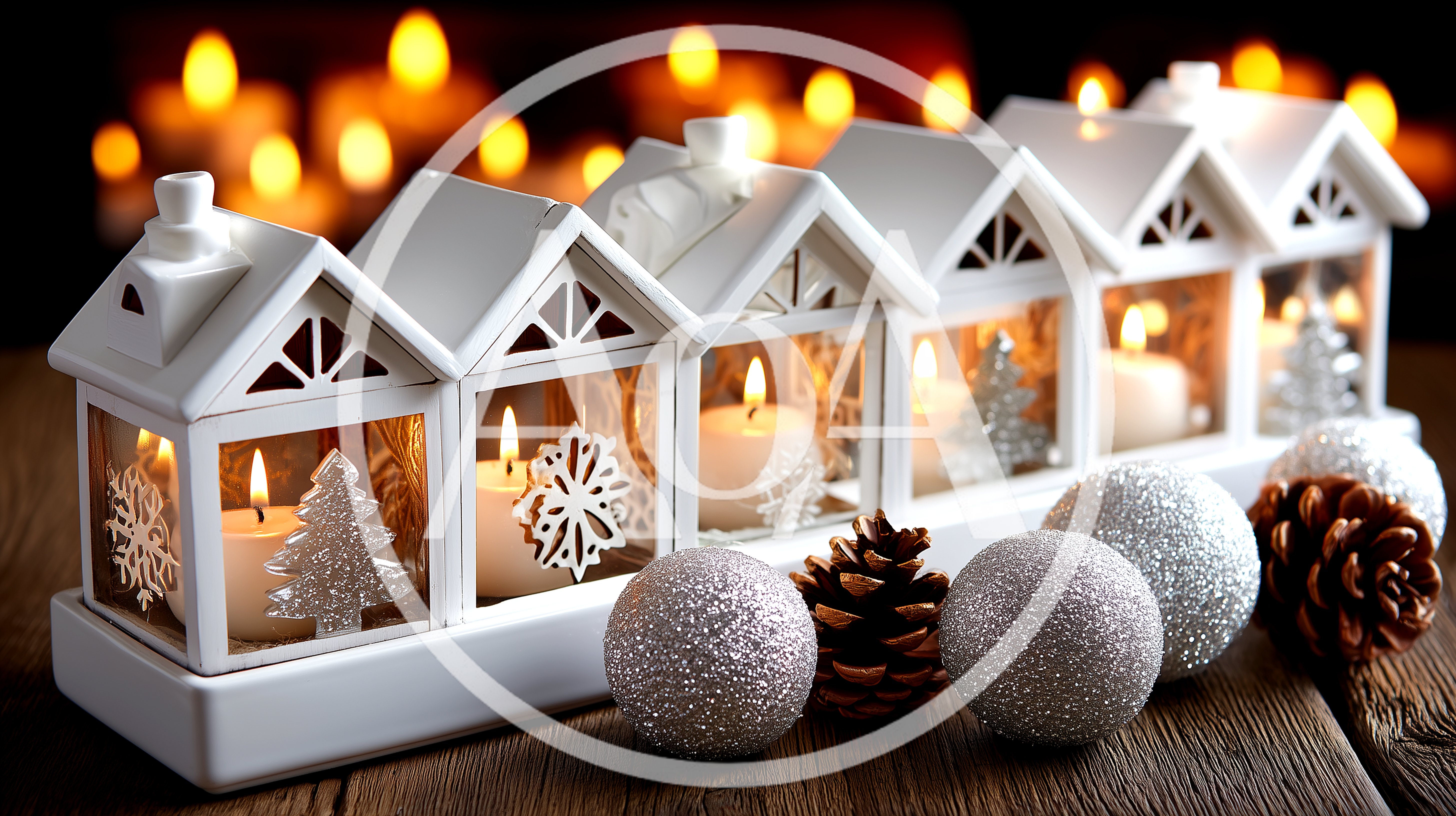 Christmas Village Candle Holder With Festive Decorations