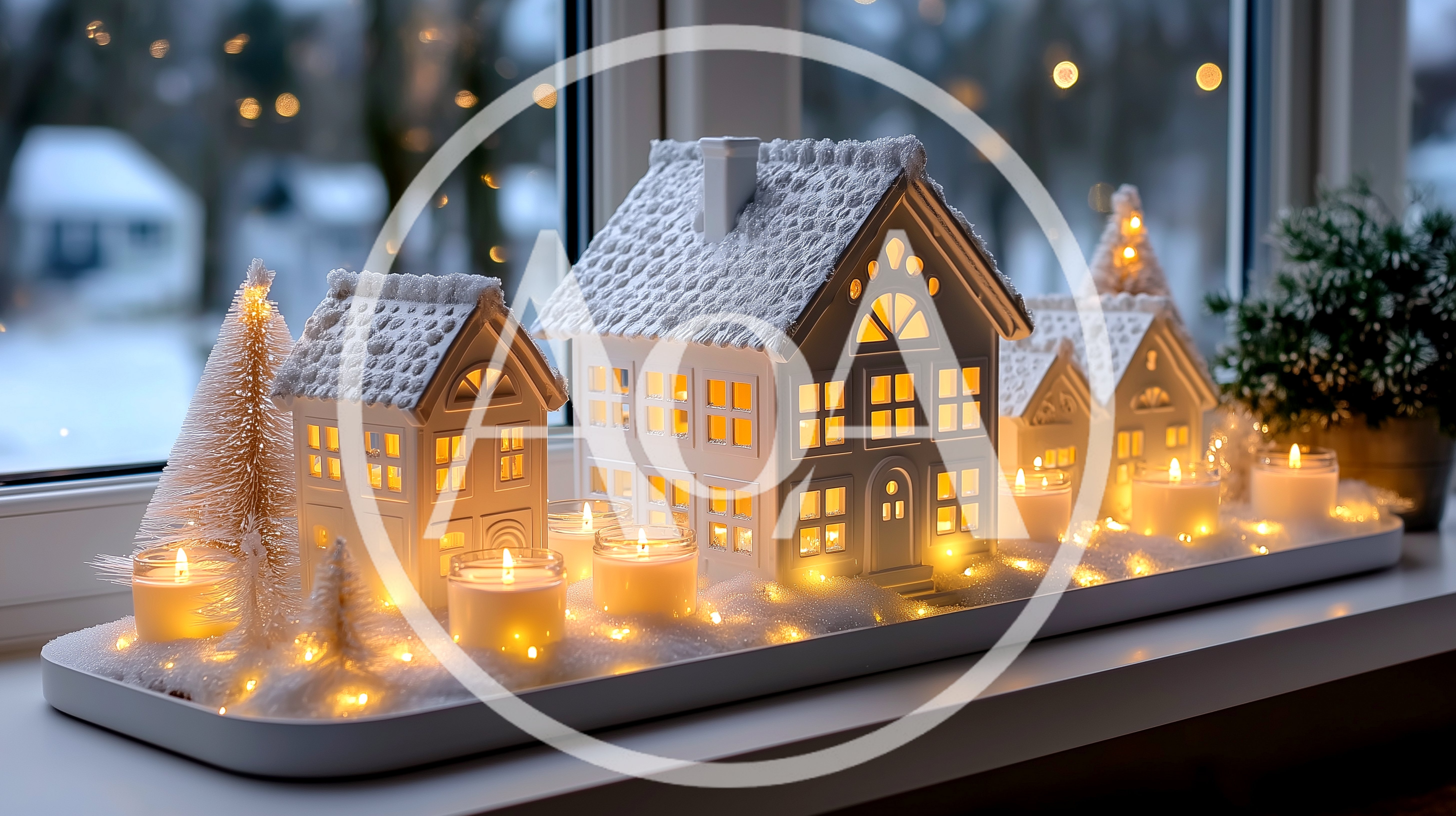 Christmas Village Display With Glowing Ceramic Houses