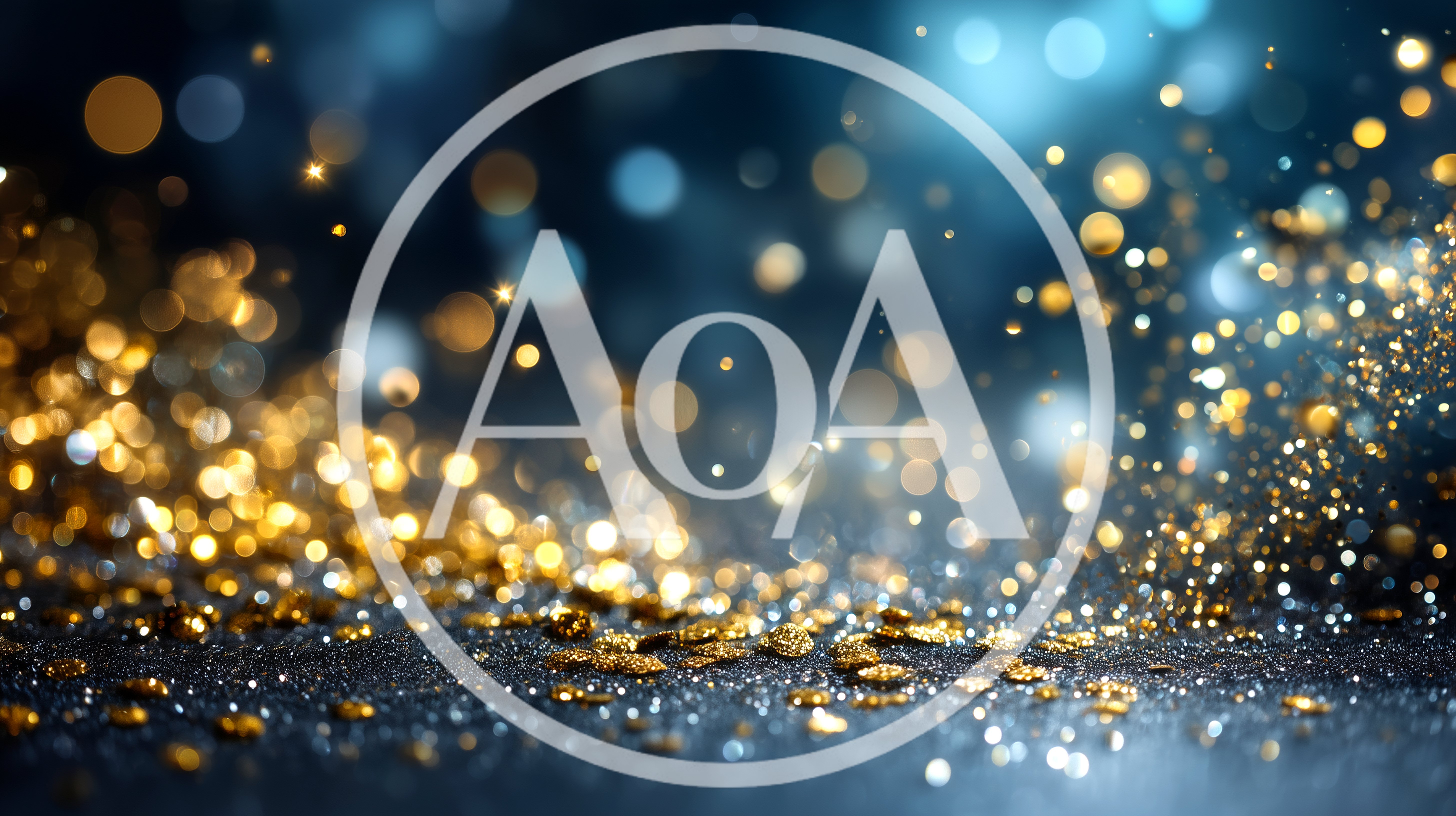 Golden Glitter Particles Floating Over Dark Background