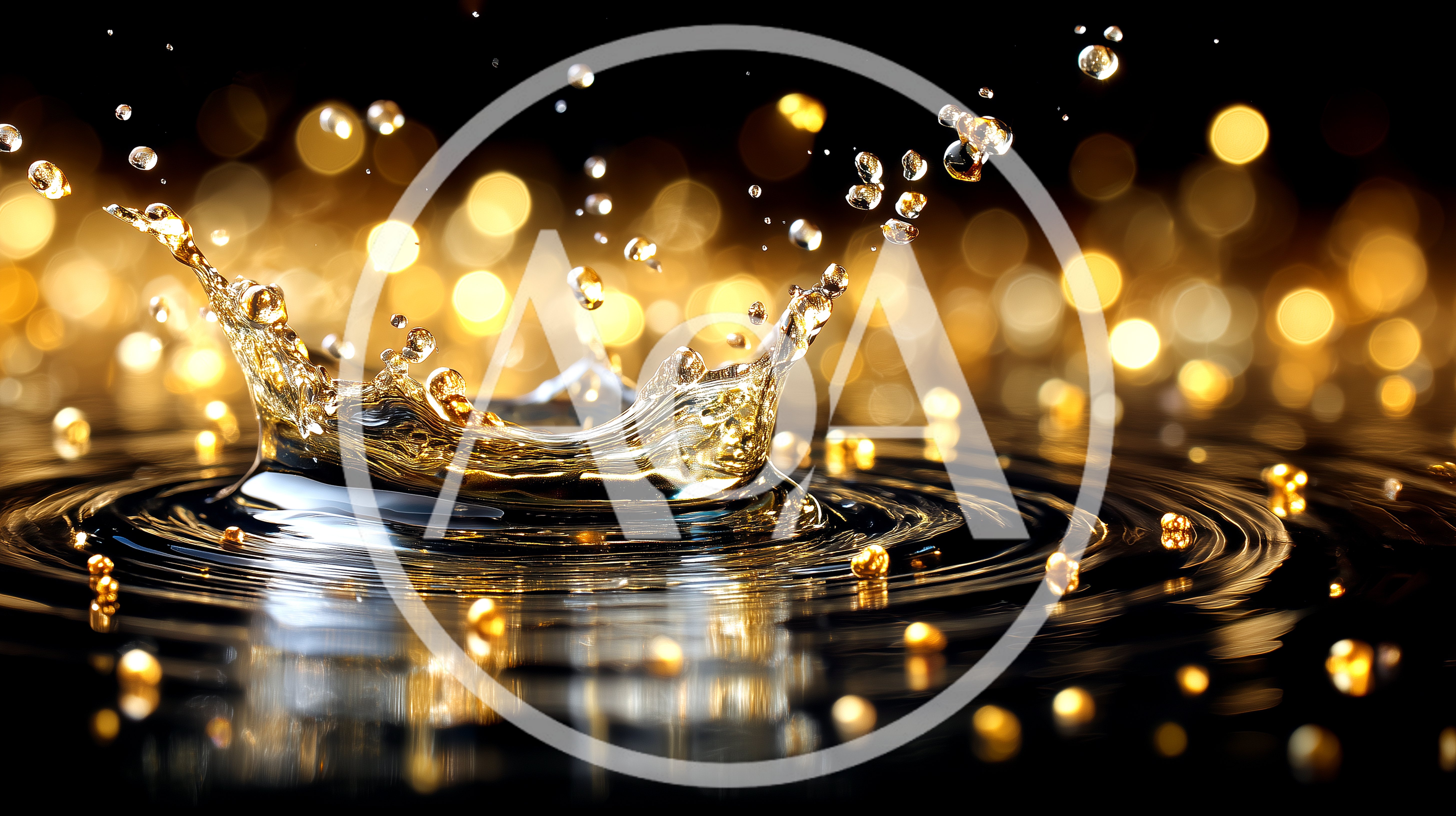 Golden Liquid Splash Creating Concentric Ripples