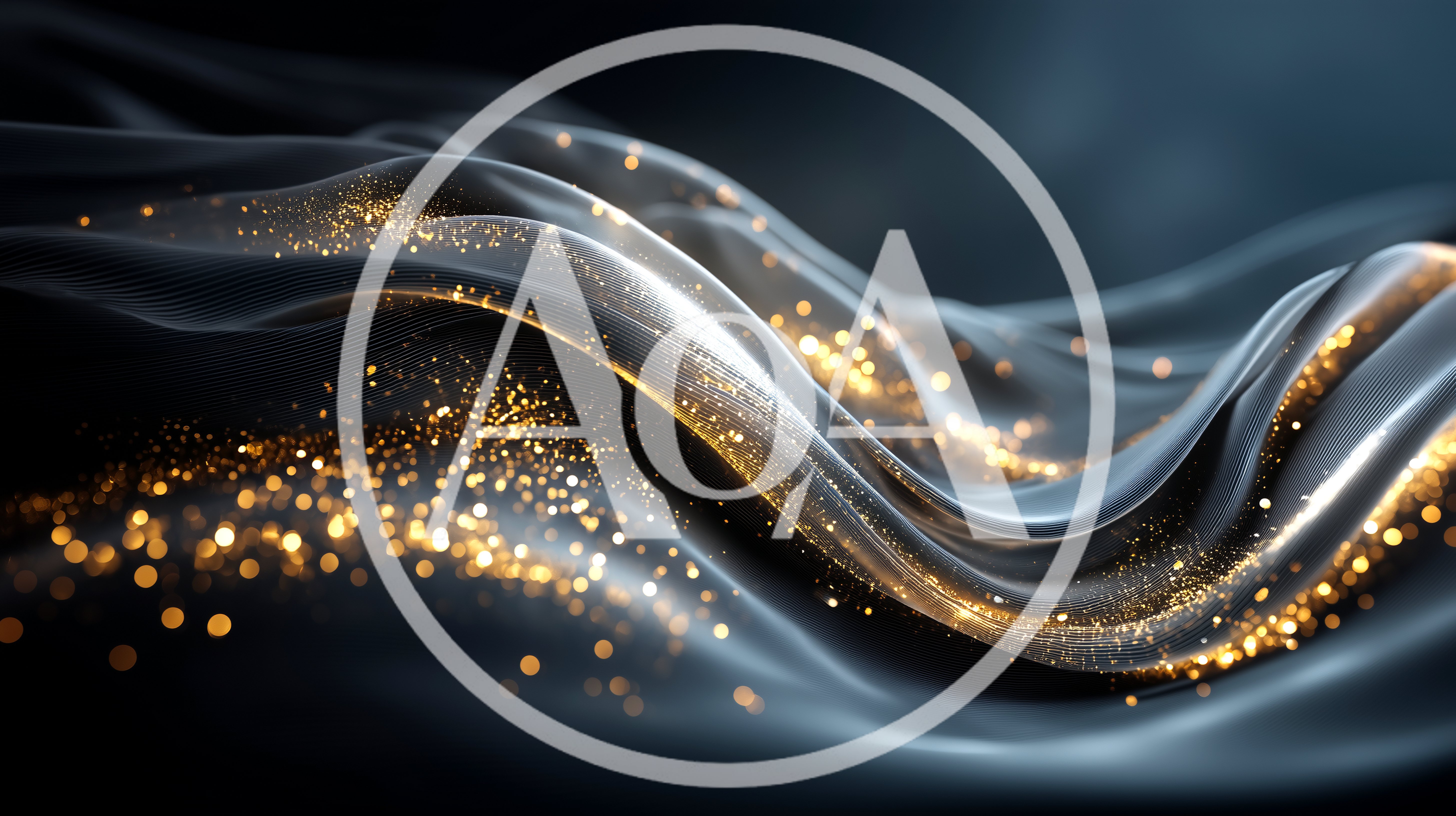 Abstract Flowing Dark Silk With Golden Glitter Particles