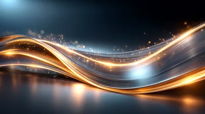 Abstract Golden Light Waves On Dark Background