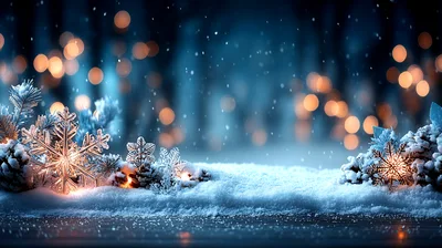 Winter Holiday Background With Snowflakes And Pine Cones