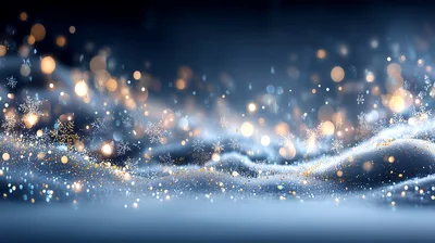 Abstract Winter Background With Glowing Snowflakes And Bokeh