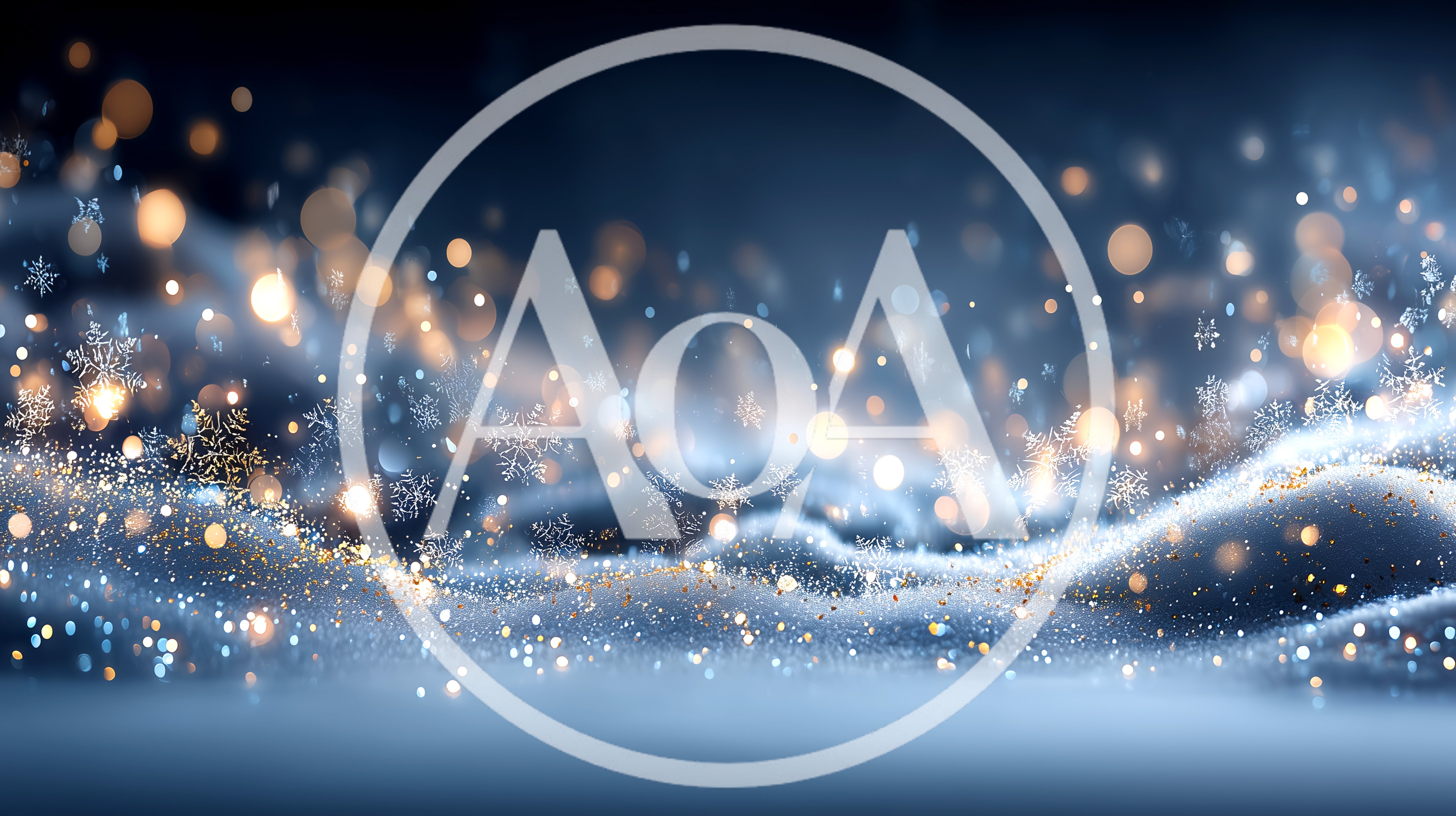 Abstract Winter Background With Glowing Snowflakes And Bokeh