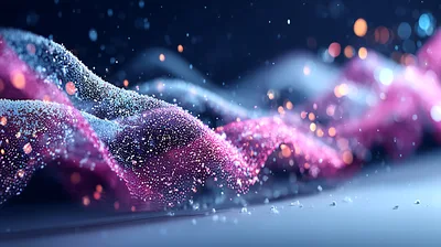 Abstract Flowing Particles With Pink And Blue Waves