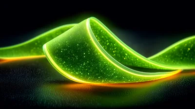 Glowing Green Abstract Ribbon Wave