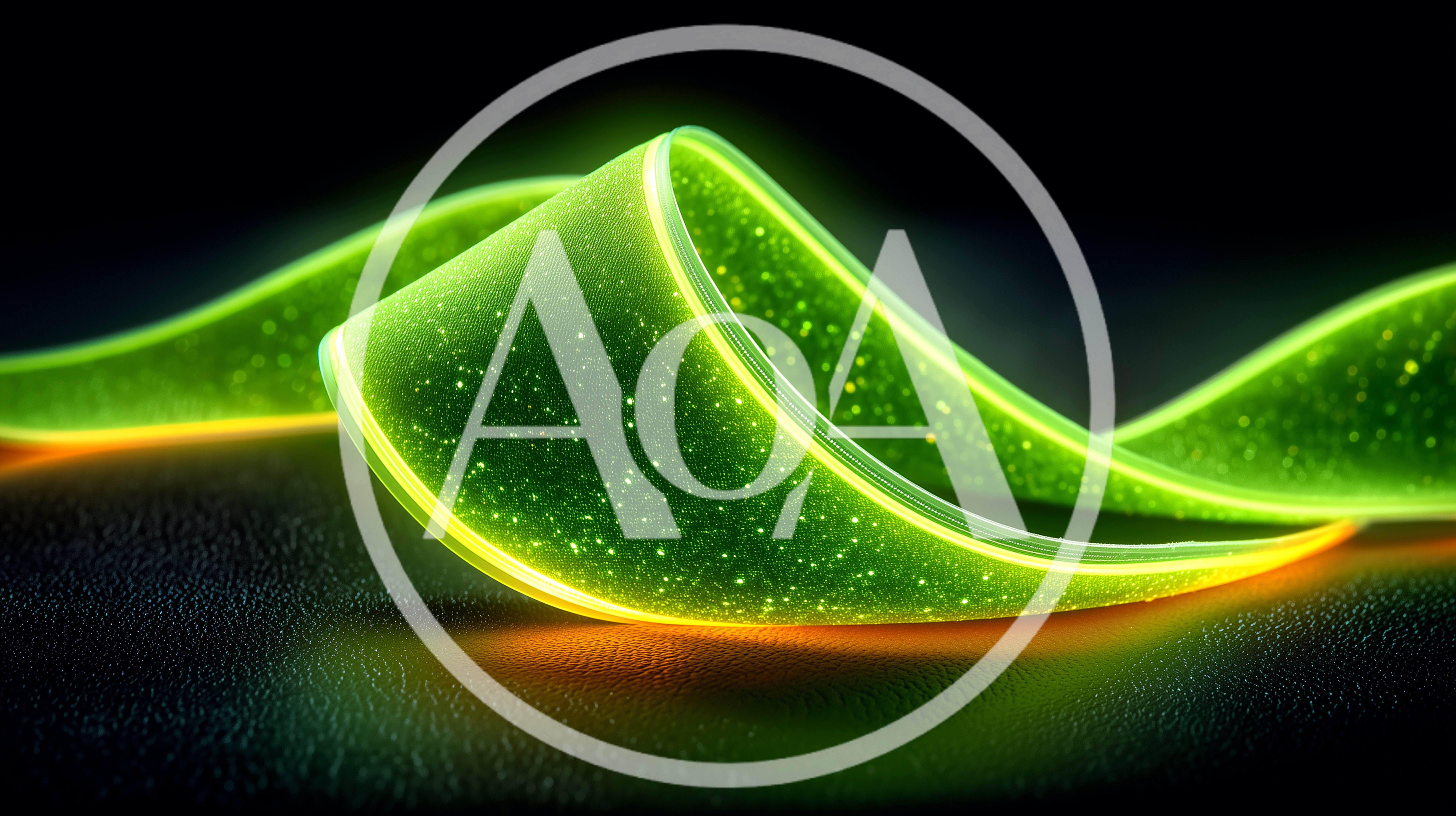 Glowing Green Abstract Ribbon Wave