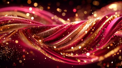 Abstract Flowing Pink And Gold Silk Ribbons